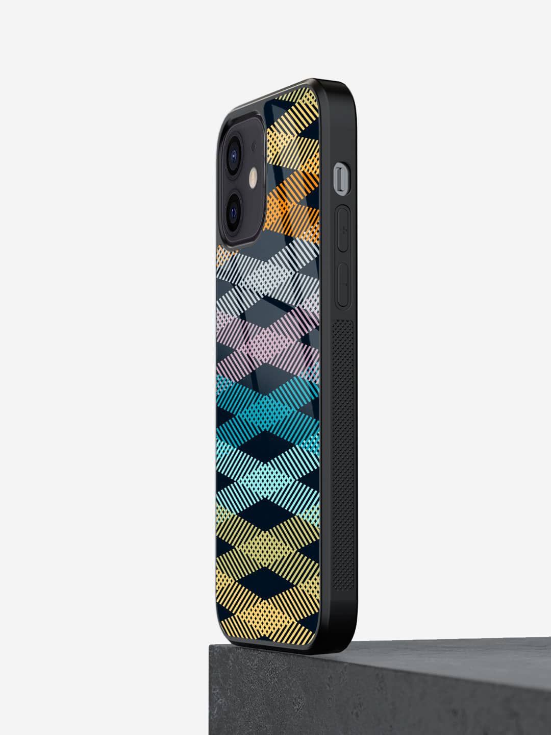 

macmerise Geometric Printed iPhone 12 Back Case Mobile Accessories, Teal