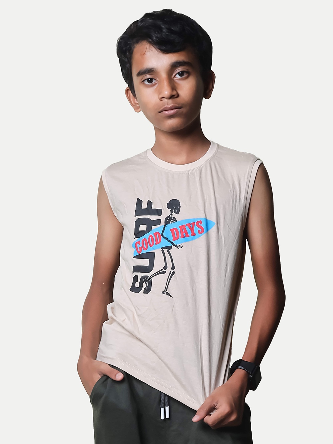 

BAESD Boys Typography Printed Round Neck T-shirt, Grey