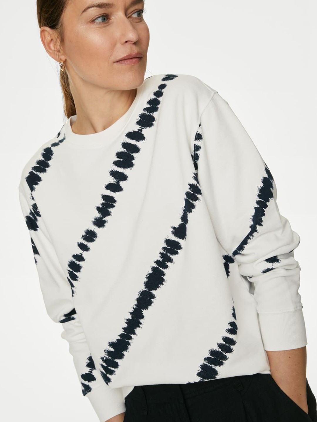 

Marks & Spencer Women Striped Sweatshirt, Navy blue