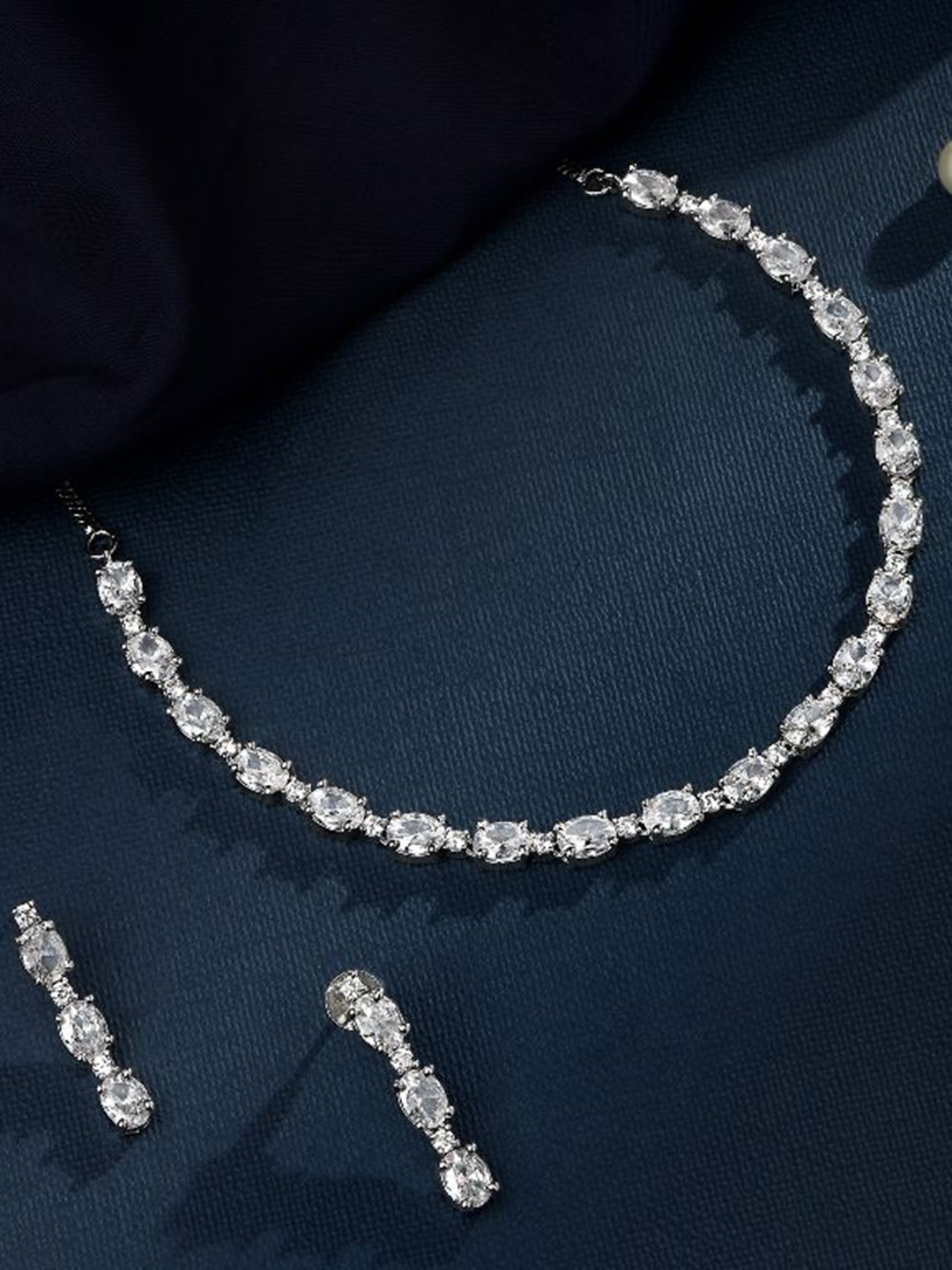 

Cierra Silver-Plated AD Stone Studded Jewellery Set