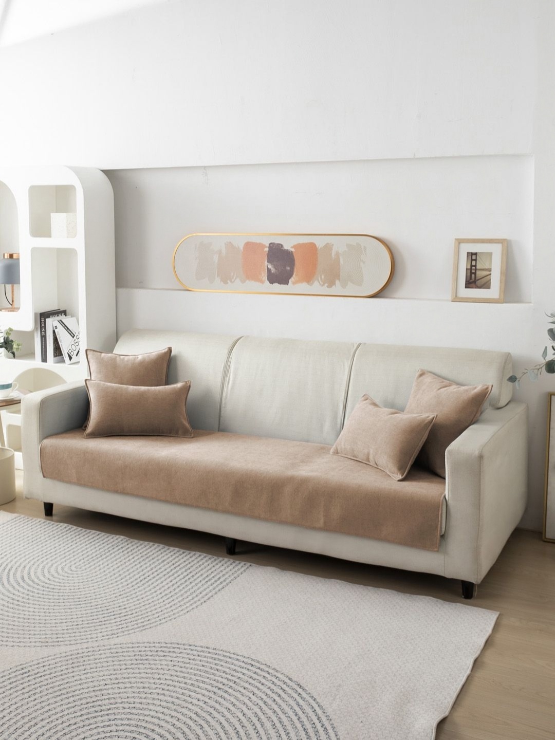 

HOKIPO Brown Premium Chenille Anti Slip 2 Seater Sofa Cover Mat