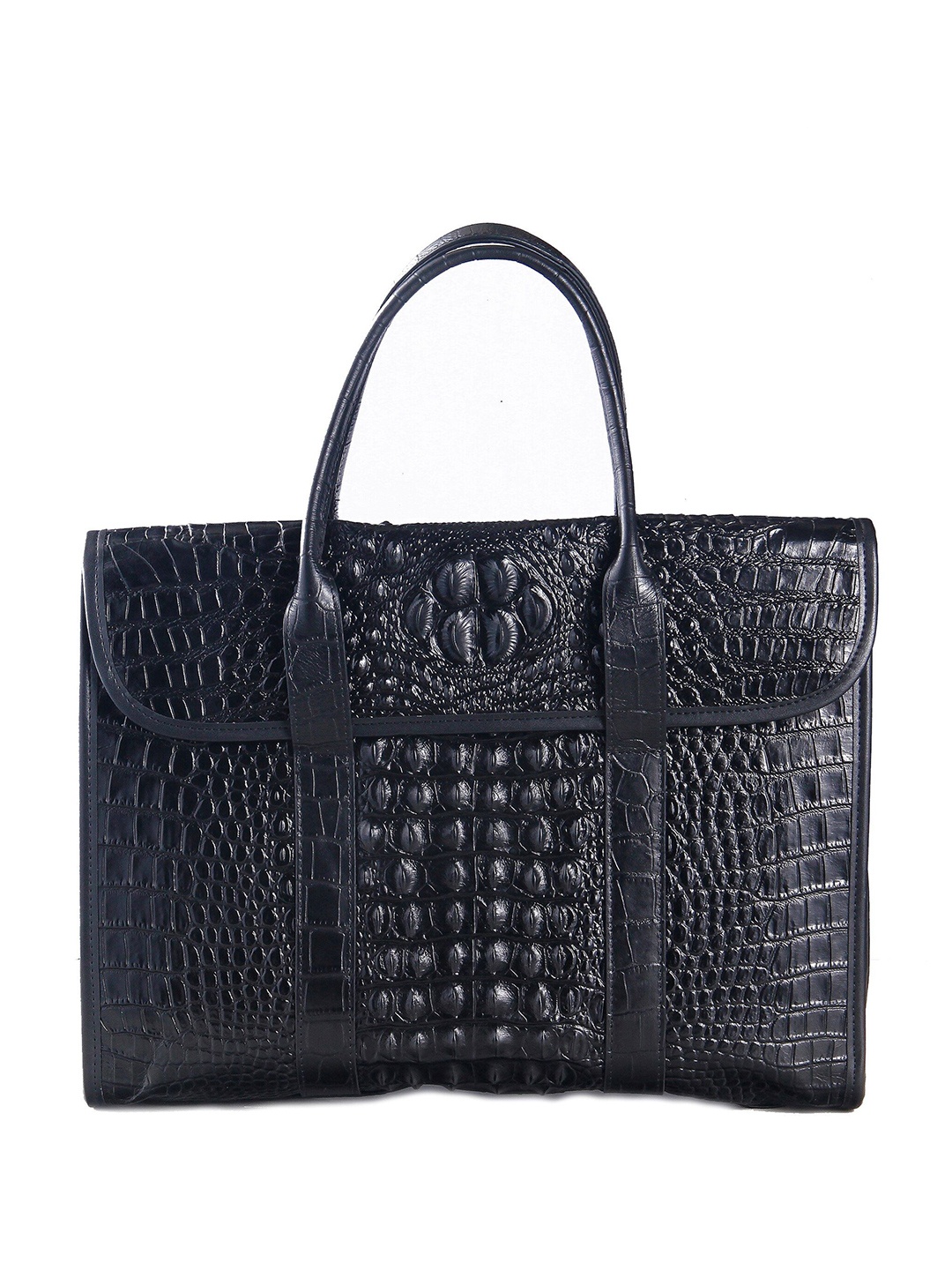 

Calvadoss Men Textured Leather Laptop Bag, Black
