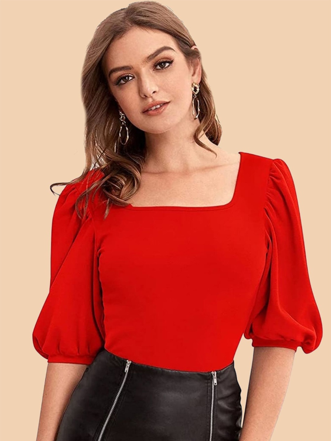 

Dream Beauty Fashion Puff Sleeve Top, Red