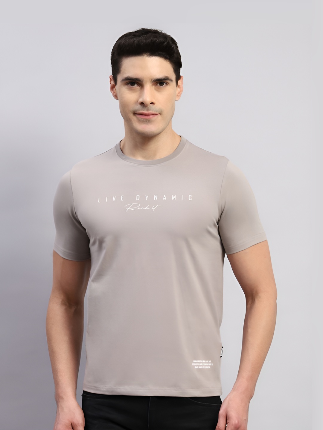

rock.it Men Printed Round Neck Cotton T-shirt, Grey