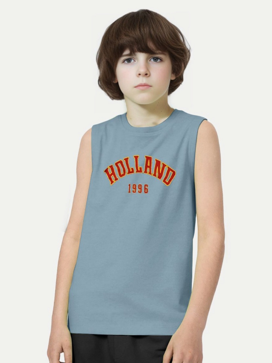 

BAESD Boys Typography Printed Round Neck Sleevless T-shirt, Blue