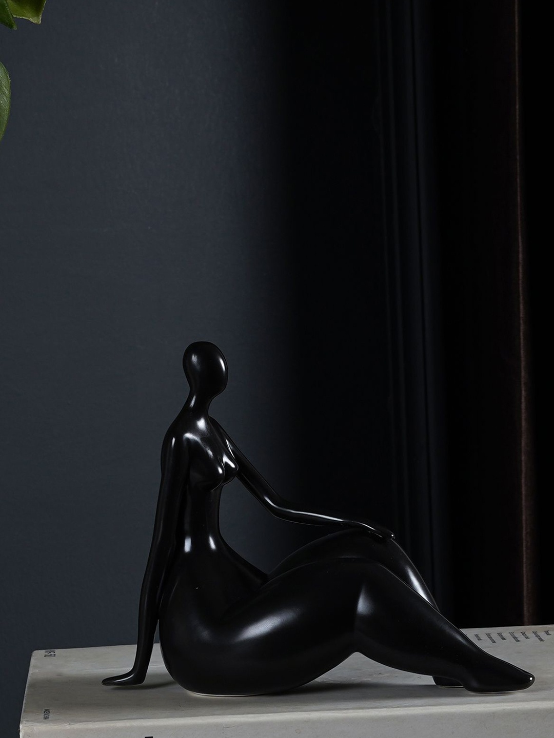 

THE ARTMENT Black Decorative Human Lady Sitting Pose Polyresin Showpiece