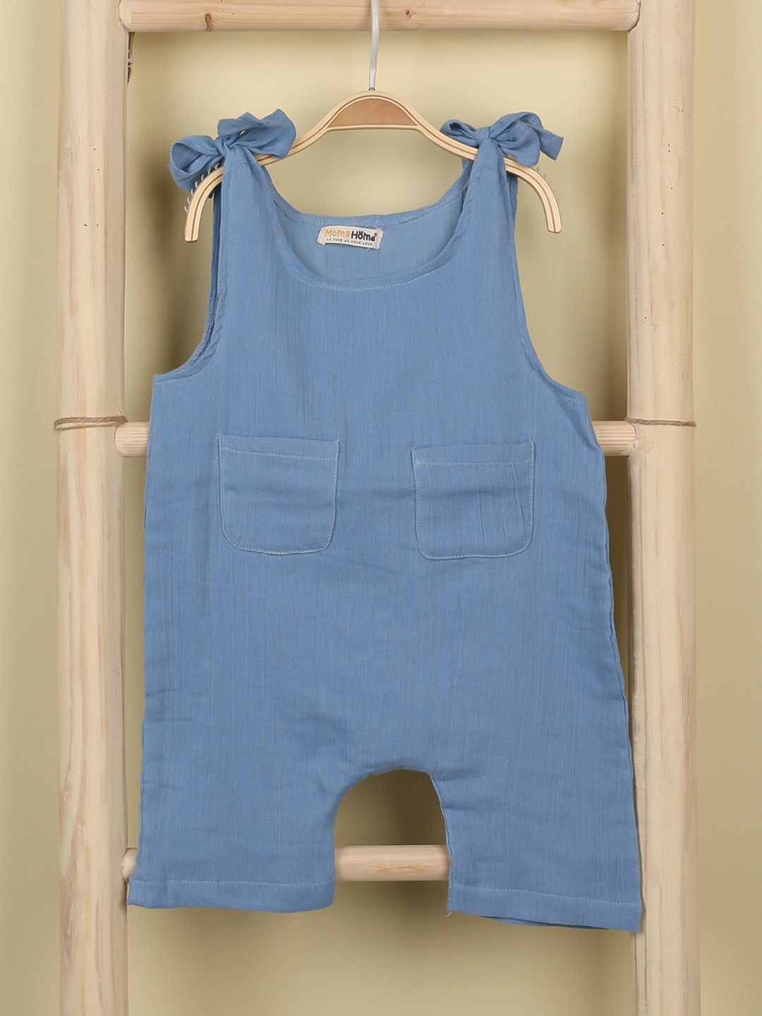 

Moms Home Infants Round Neck Solid Romper, Blue
