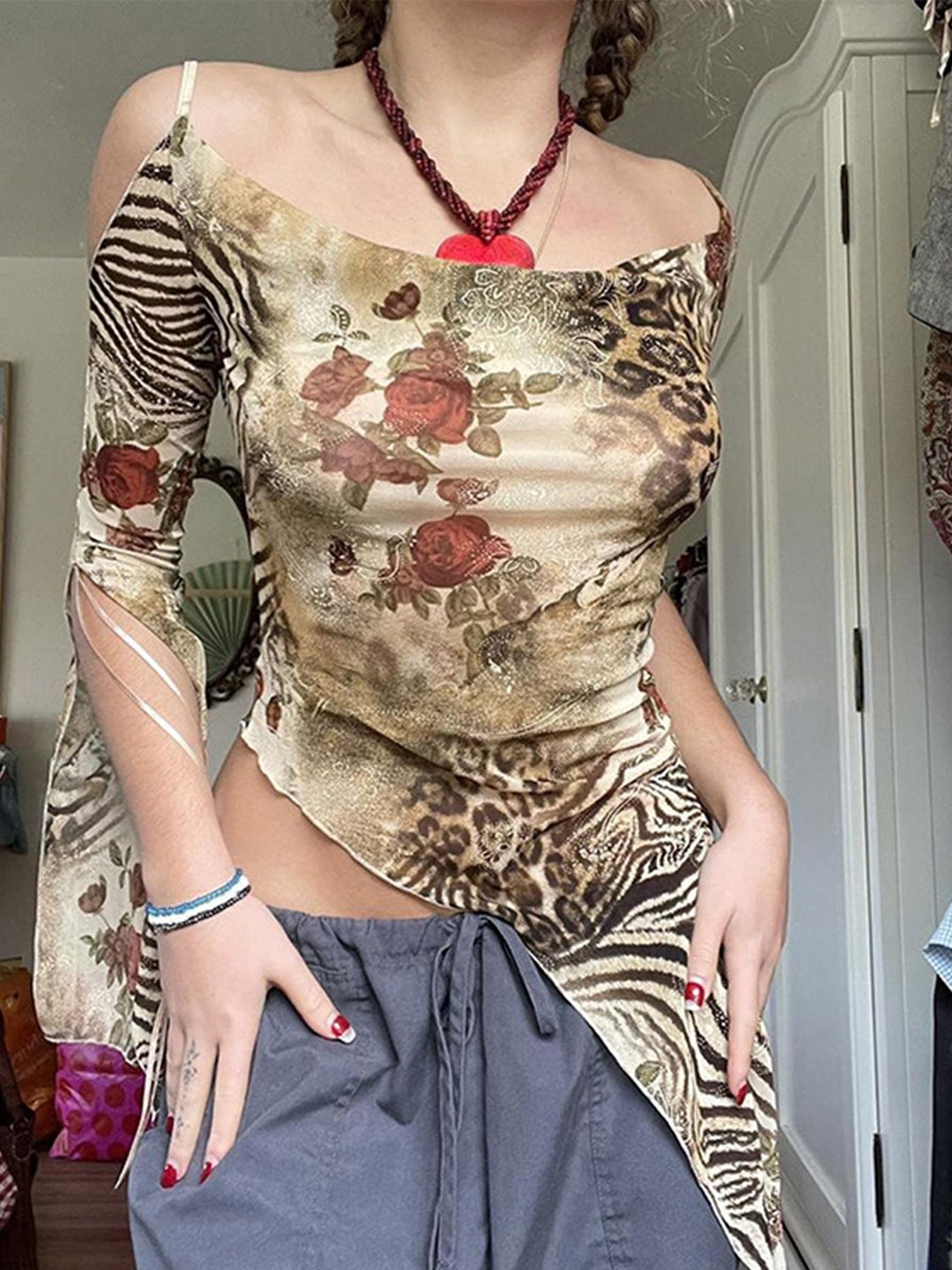 

LULU & SKY Floral Print Top, Brown