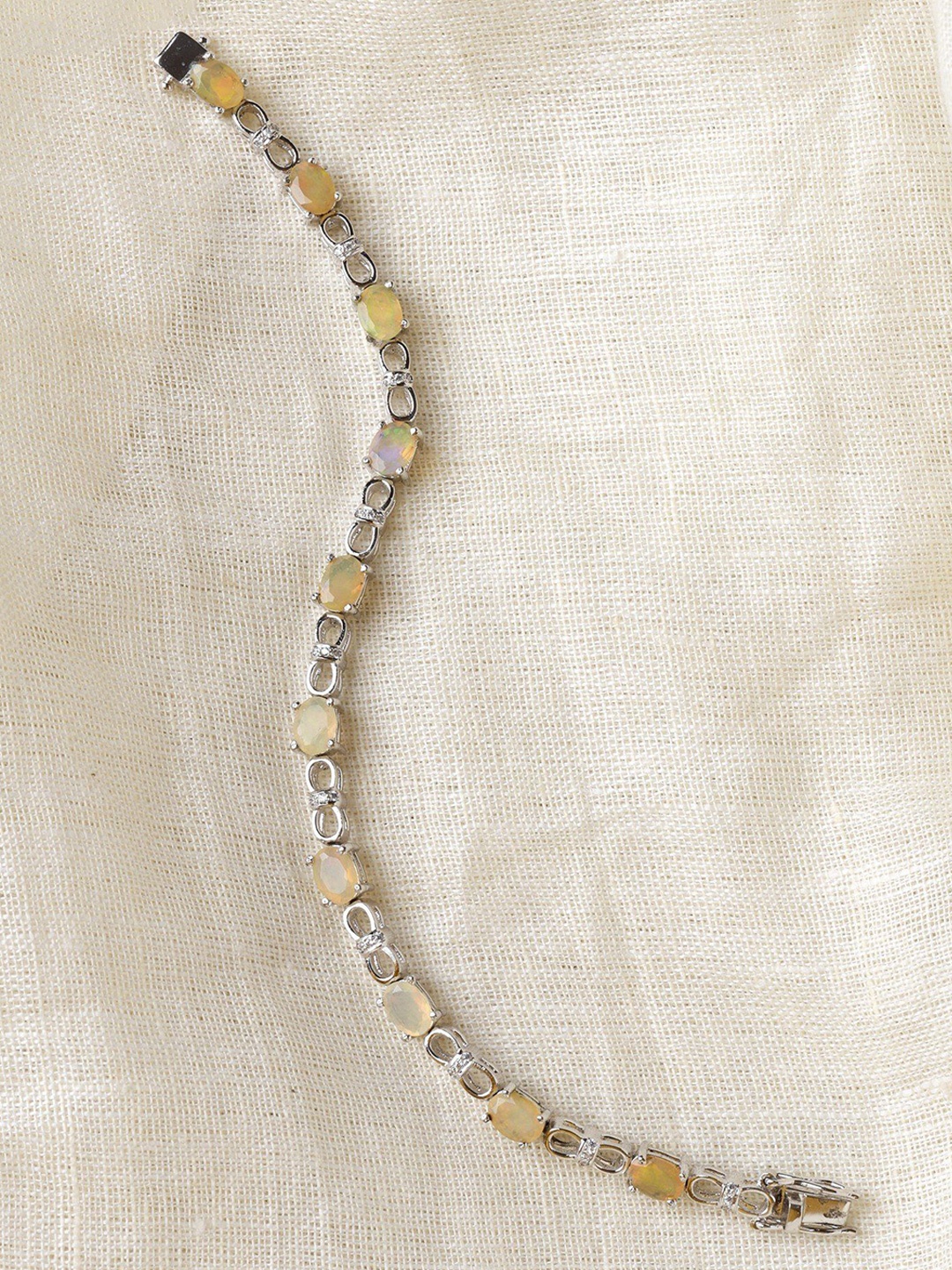 

Exotic India Opal Gemstone Oval-Cut Sterling Silver Bracelet