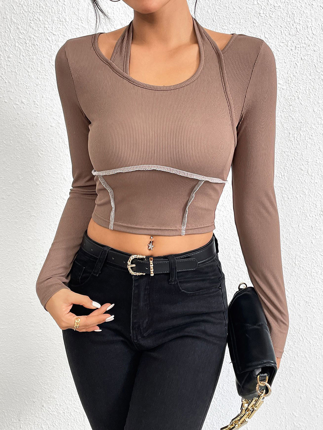 

StyleCast Crop Top, Brown
