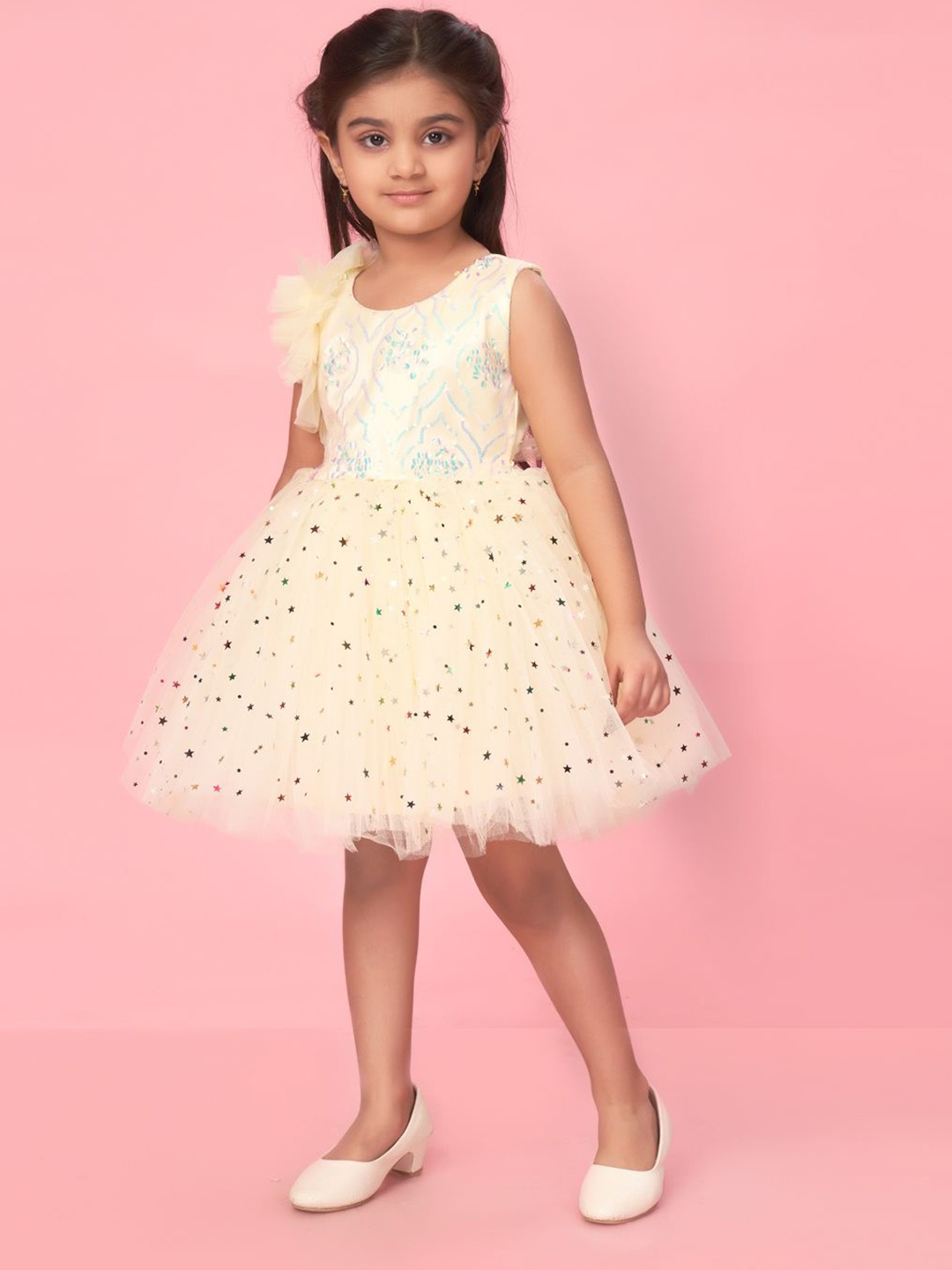 

BAESD Girls Embolished Net Fit & Flare Dress, Yellow