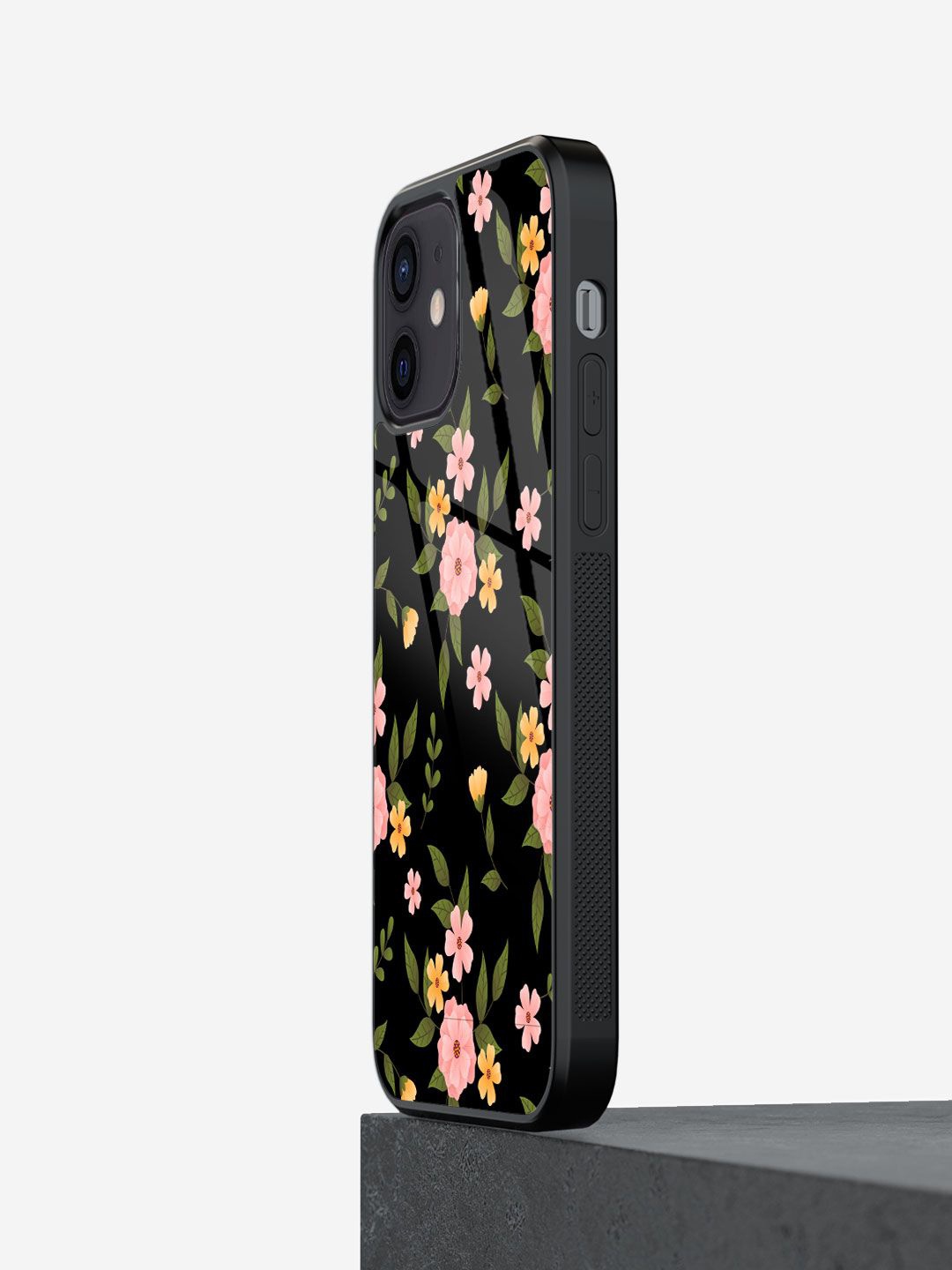 

macmerise Floral Printed iPhone 12 Back Case Mobile Accessories, Black