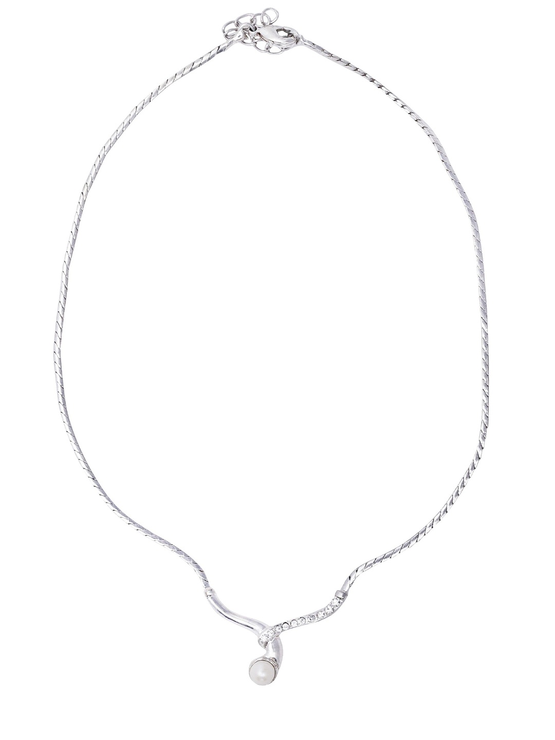 

Exotic India Pearl Gemstone and Cubic Zirconia Sterling Silver Necklace