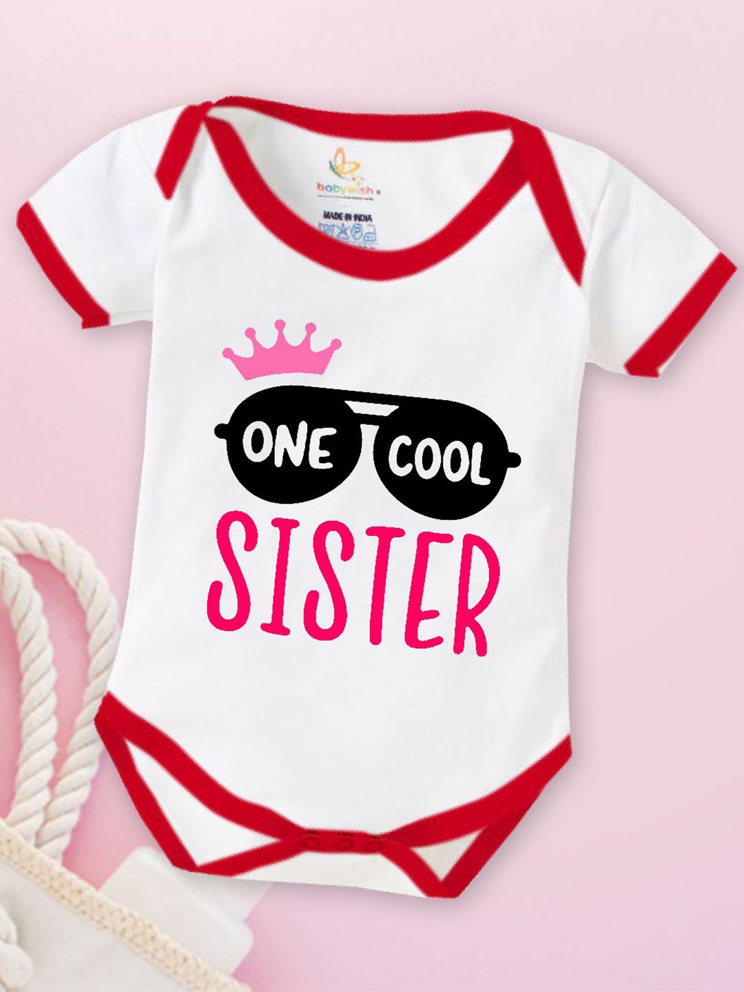 

Babywish Infants Printed Cotton Romper, Red