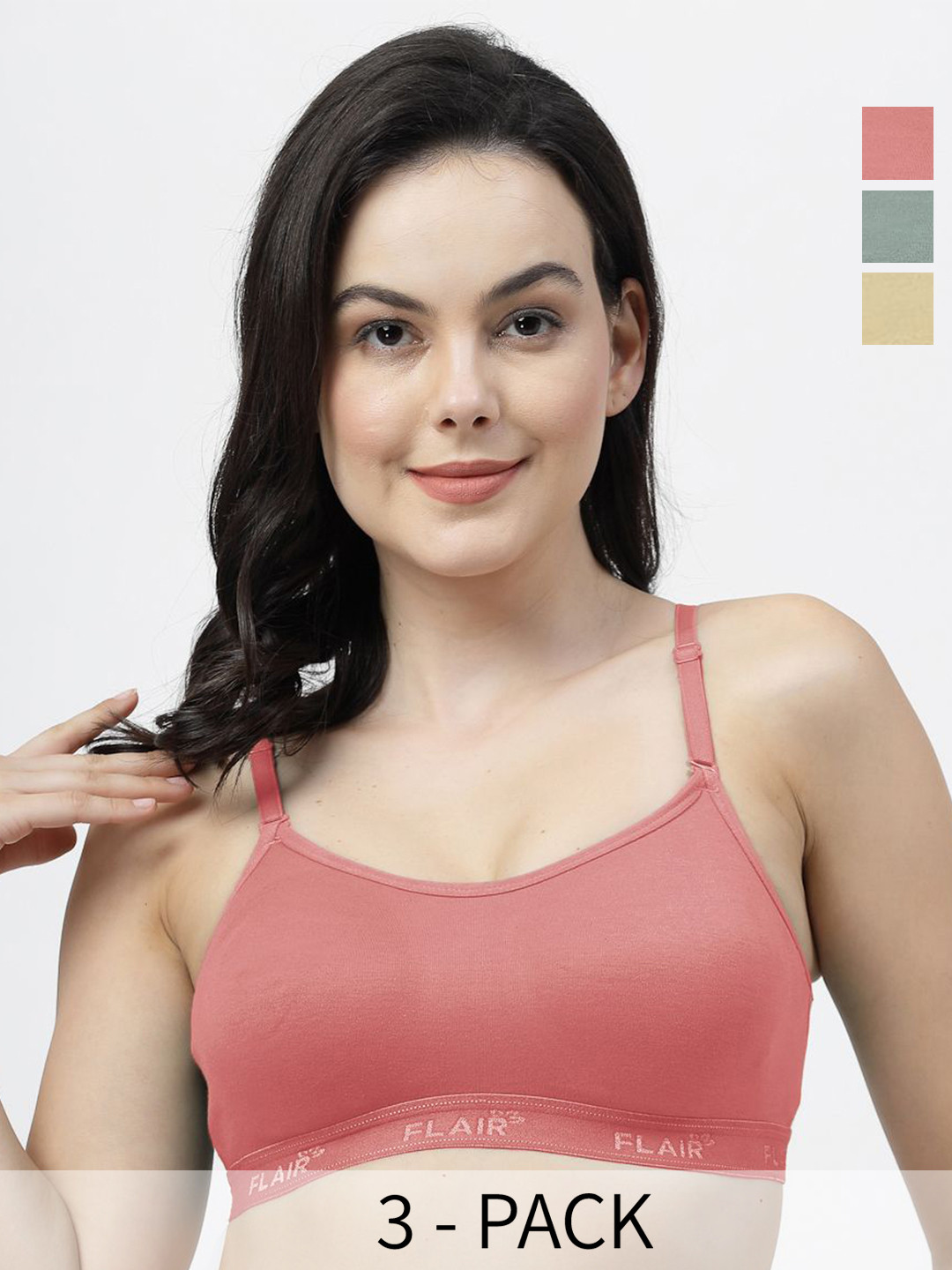 

SHYAM SONS FLAIR brezza Pack of 3 Full Coverage All Day Comfort Bra, Peach