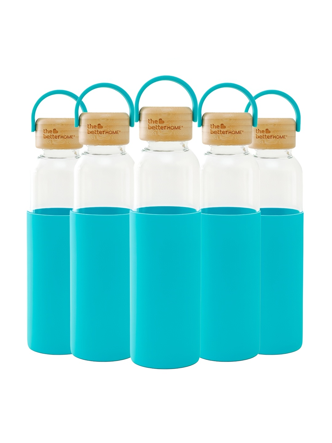 

The Better Home Blue & Transparent 5 Pieces Borosilicate Glass Water Bottle 500ml