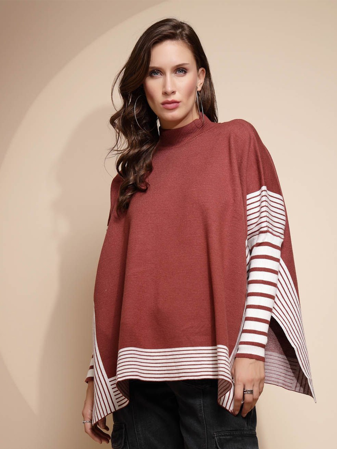 

Global Republic Women Striped Pullover, Red