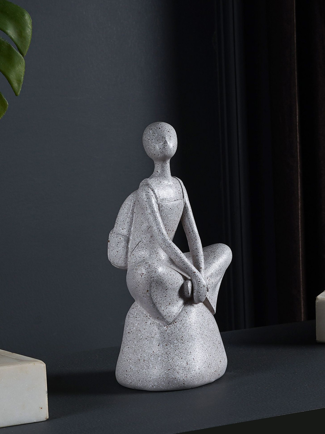 

THE ARTMENT Grey Decorative Sitting Girl in Stone Abstract Polyresin Showpiece
