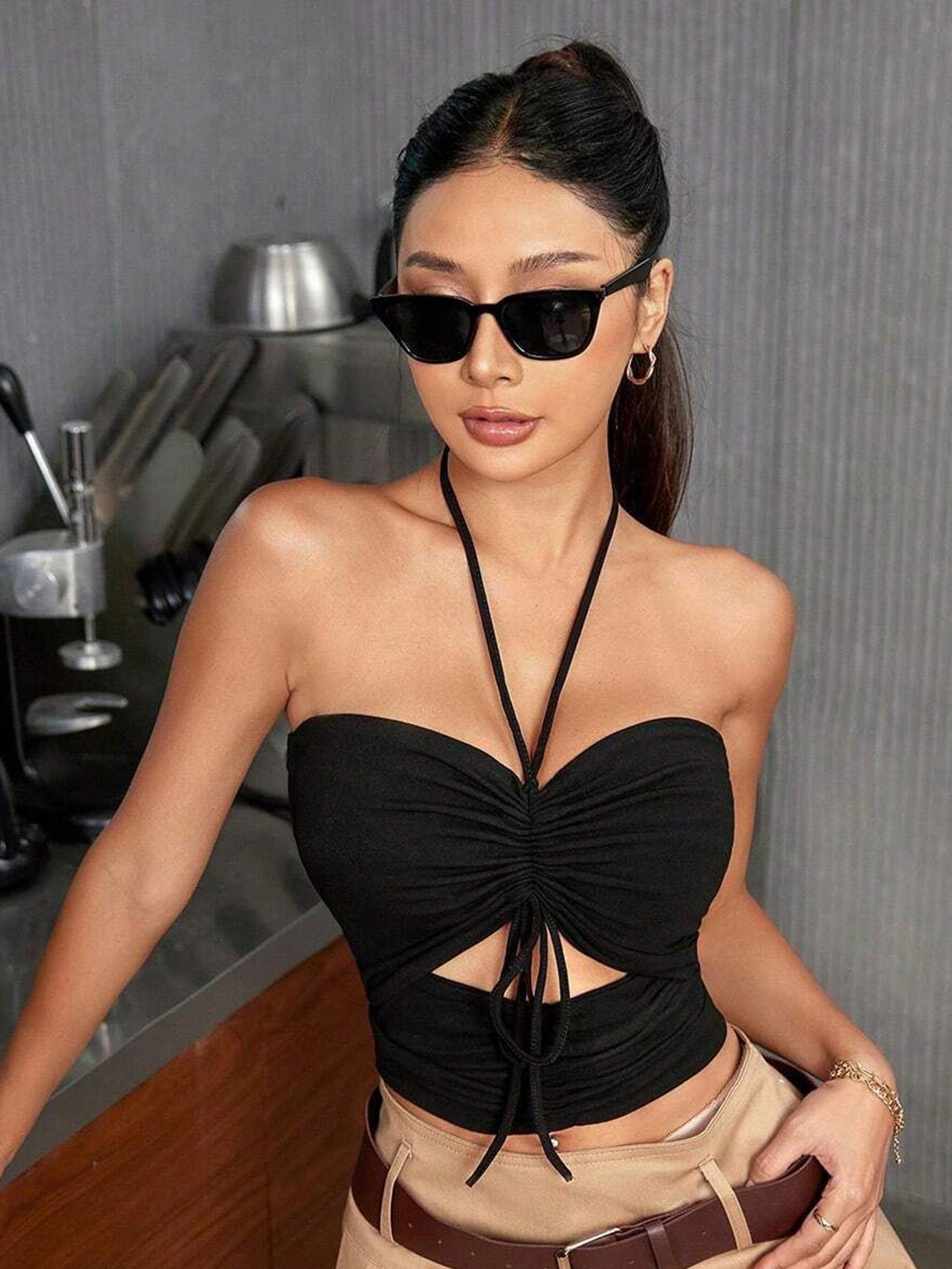 

StyleCast Peplum Top, Black