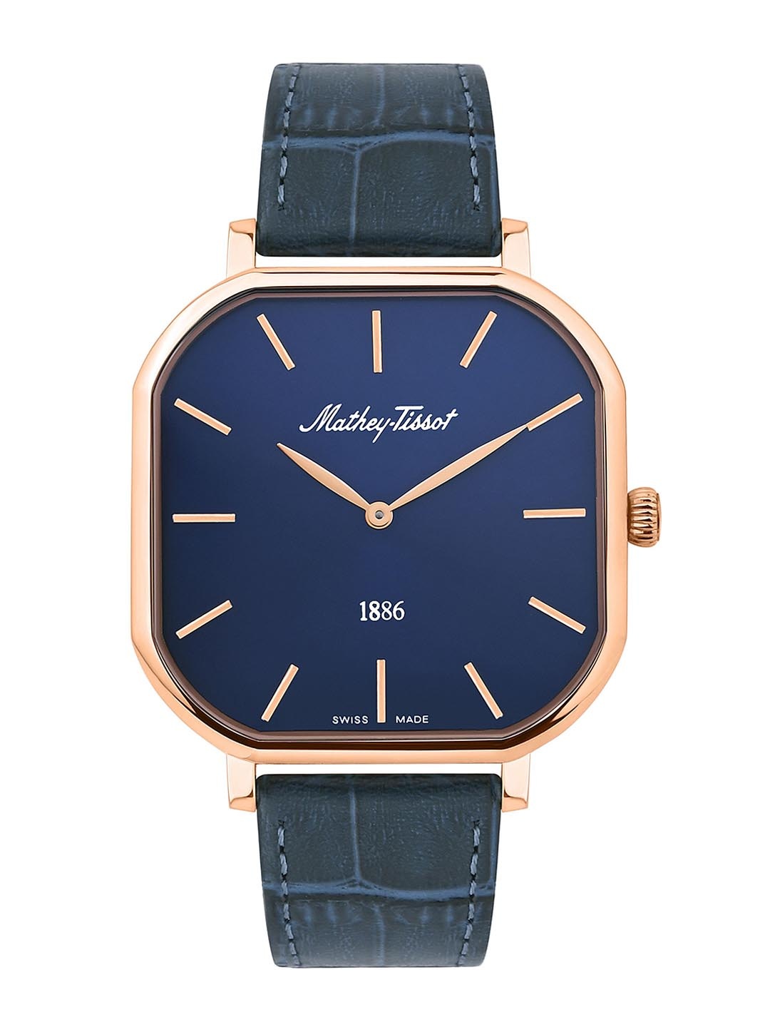 

Mathey-Tissot Swiss Made Men Dial & Leather Textured Straps Analogue Watch H7917PLBU, Blue