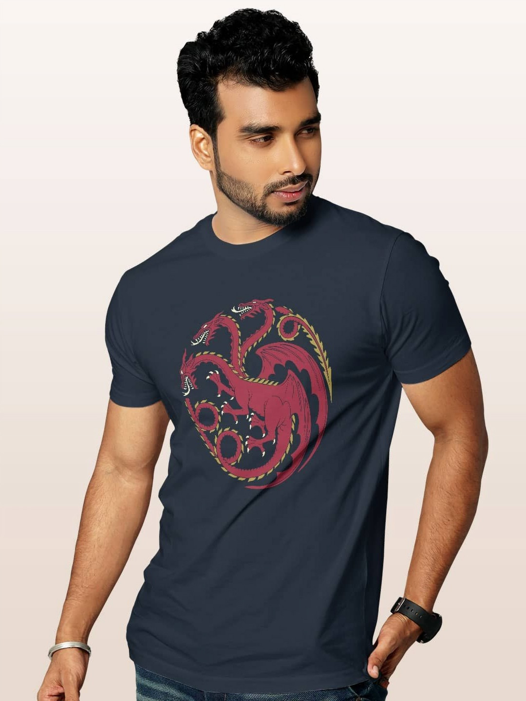 

macmerise Men Sports Printed Applique T-shirt, Blue