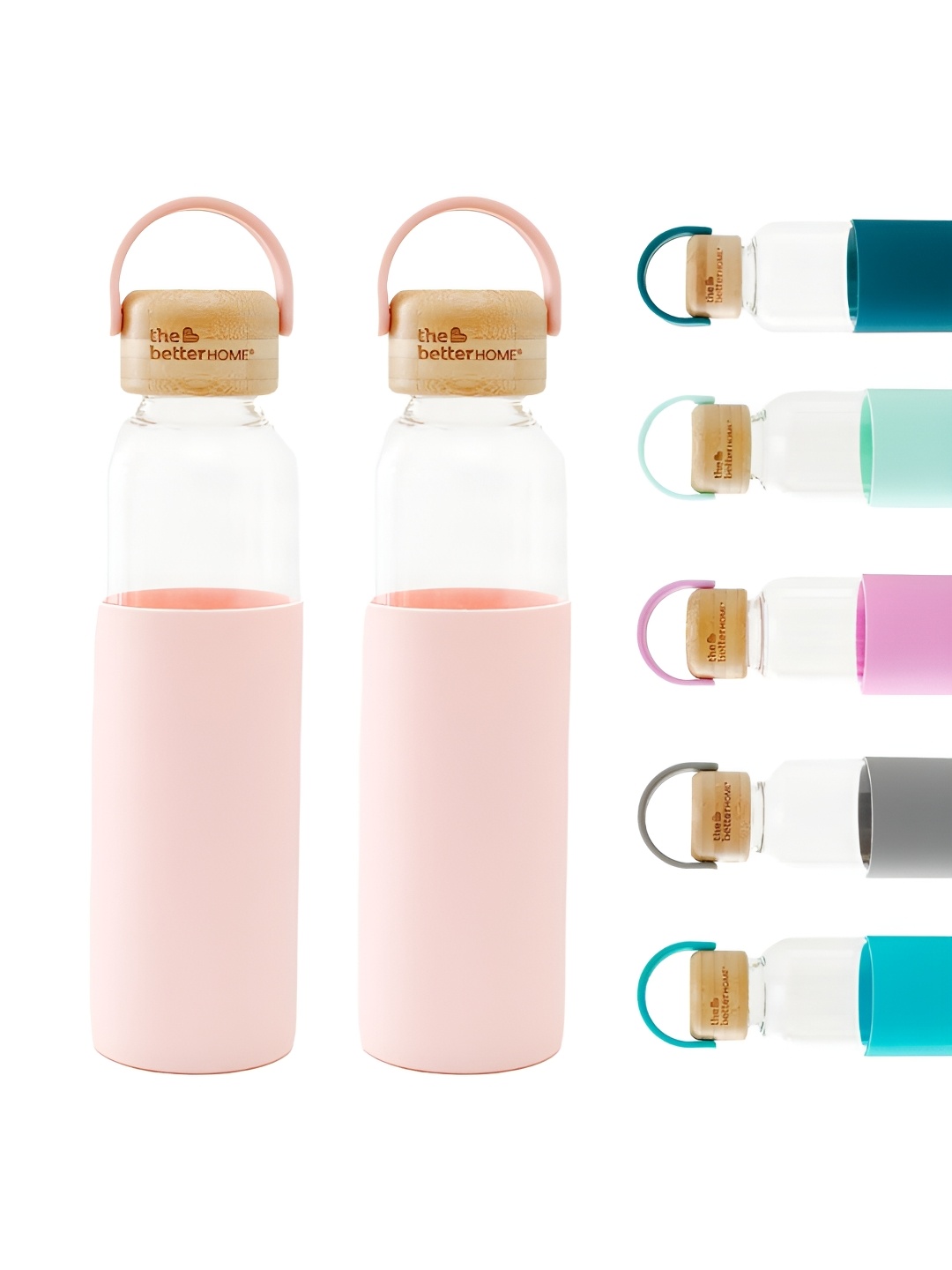 

The Better Home Pink & Transparent 2 Pieces Borosilicate Glass Water Bottle 500ml