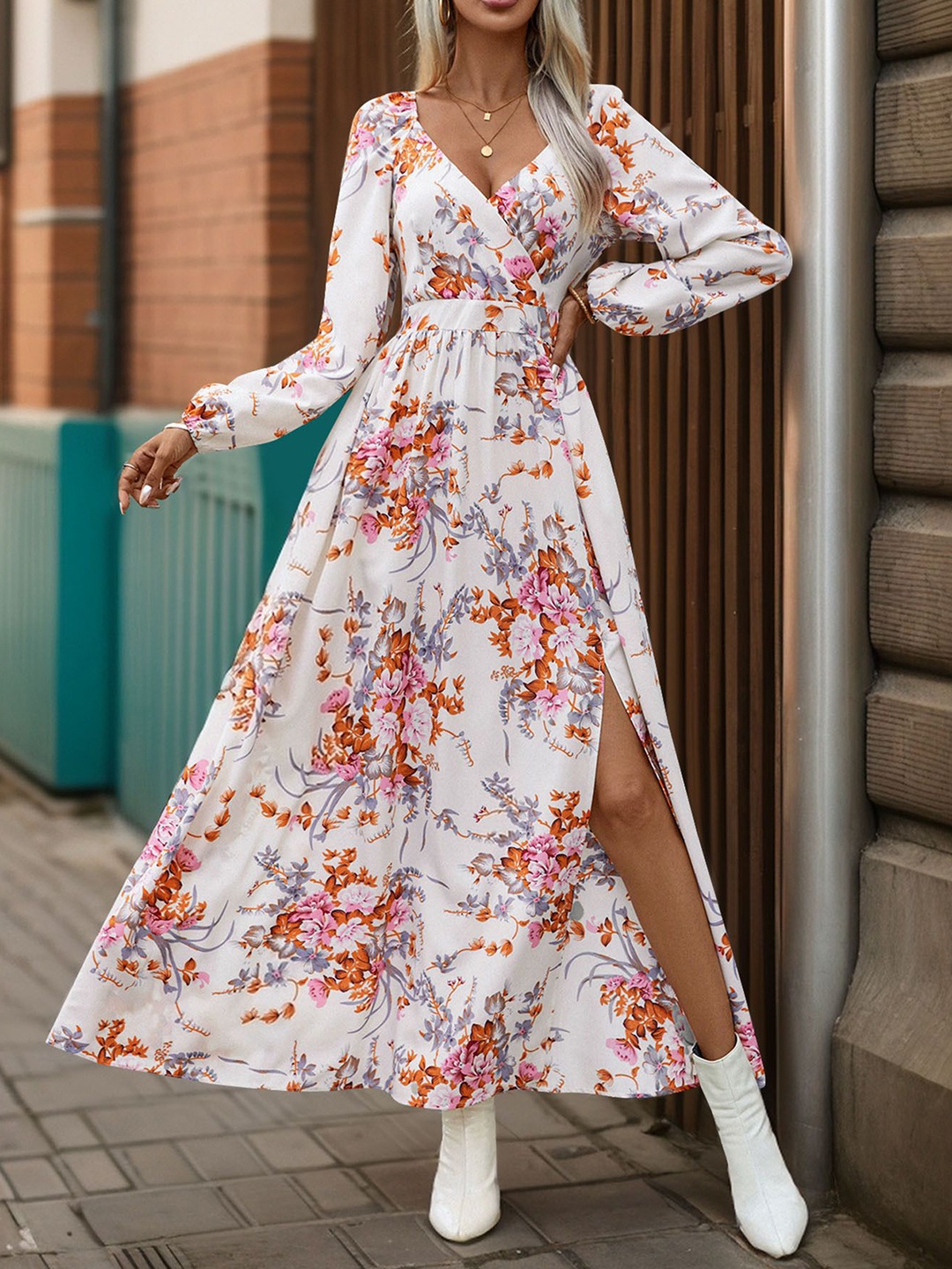 

StyleCast Puff Sleeve Floral Maxi Dress, White