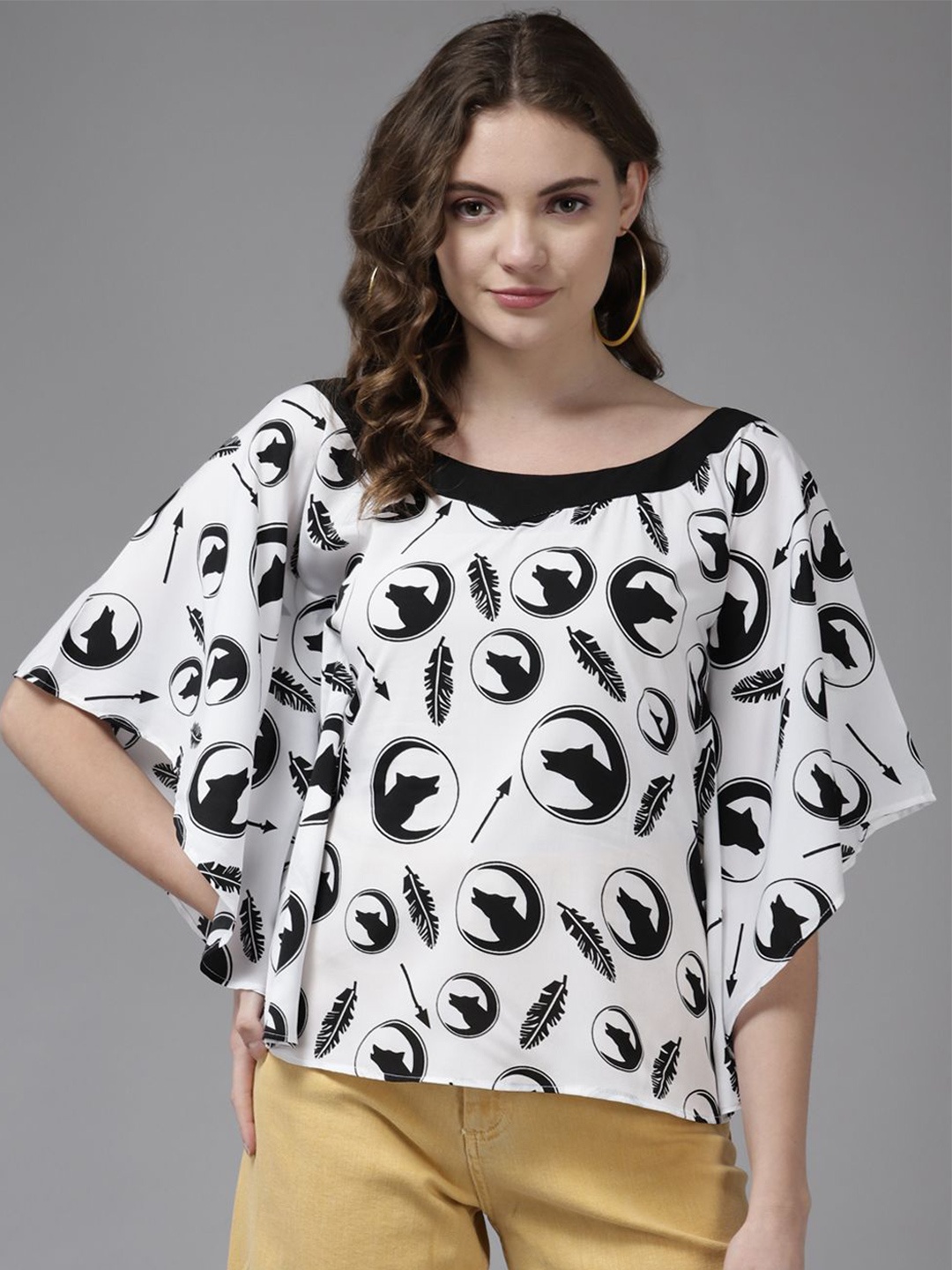 

BAESD Print Georgette Top, White