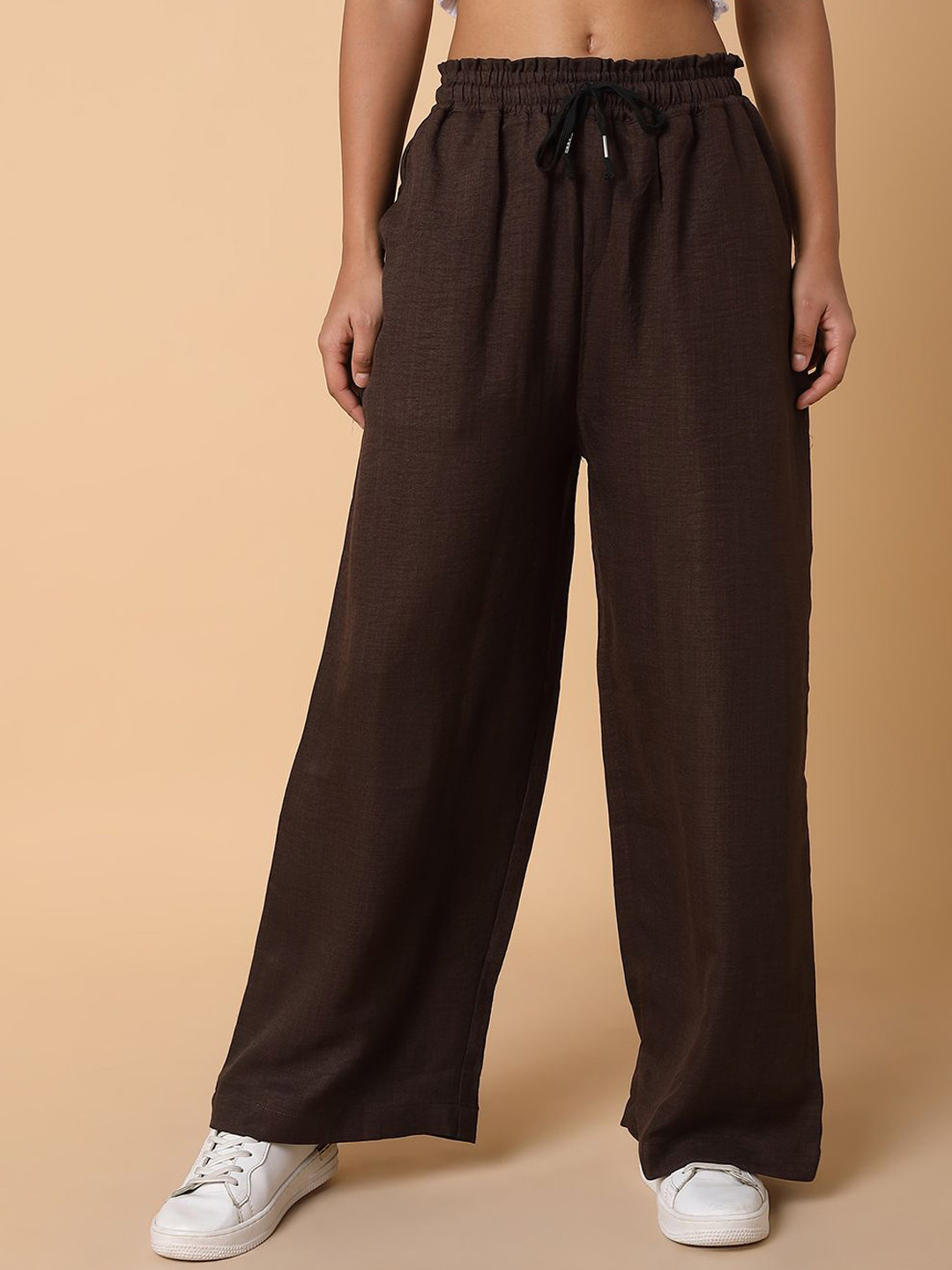 

SHOWOFF Women Comfort Slim Fit Parallel Trousers, Brown