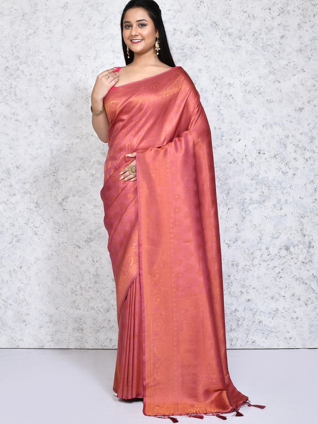 

SPRISH Woven Design Zari Pure Silk Saree, Pink