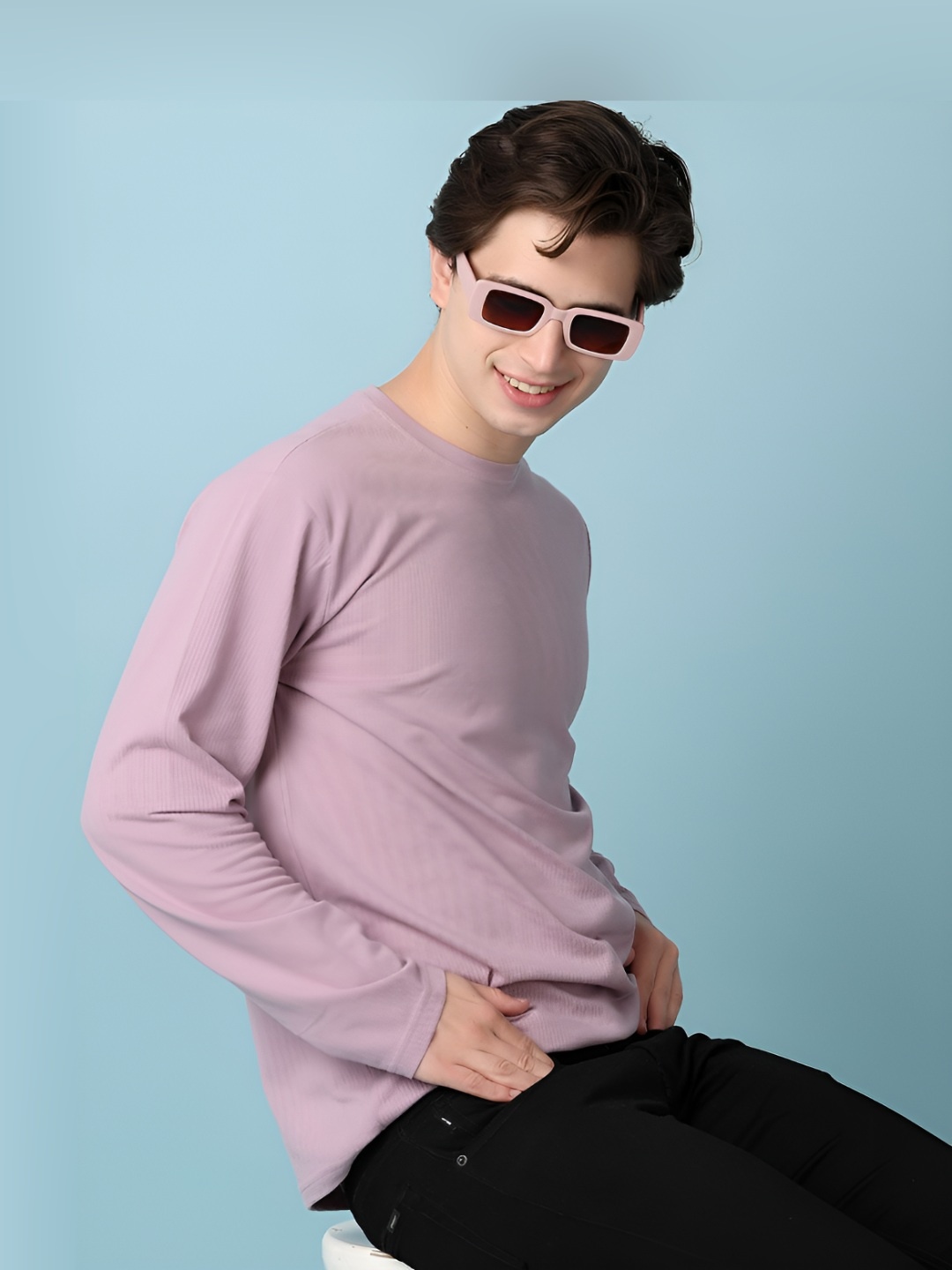 

V-Mart Men Round Neck Solid Slim Fit T-shirt, Mauve