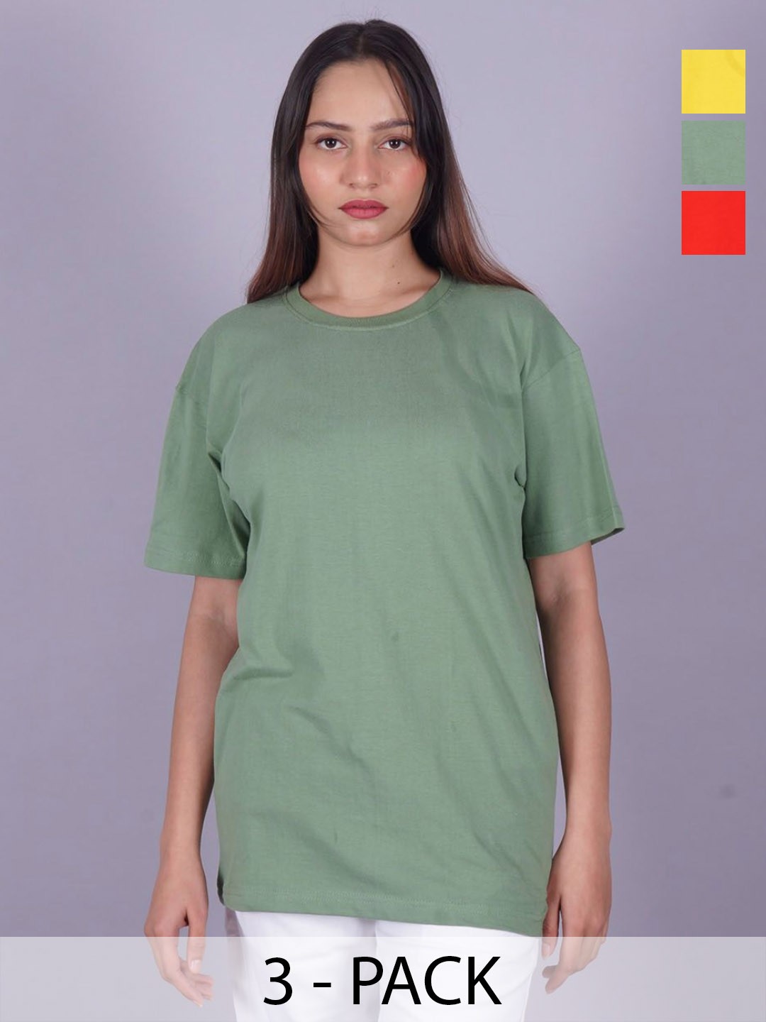 

VYVE Women 3 Drop-Shoulder Sleeves Pockets T-shirt, Multi