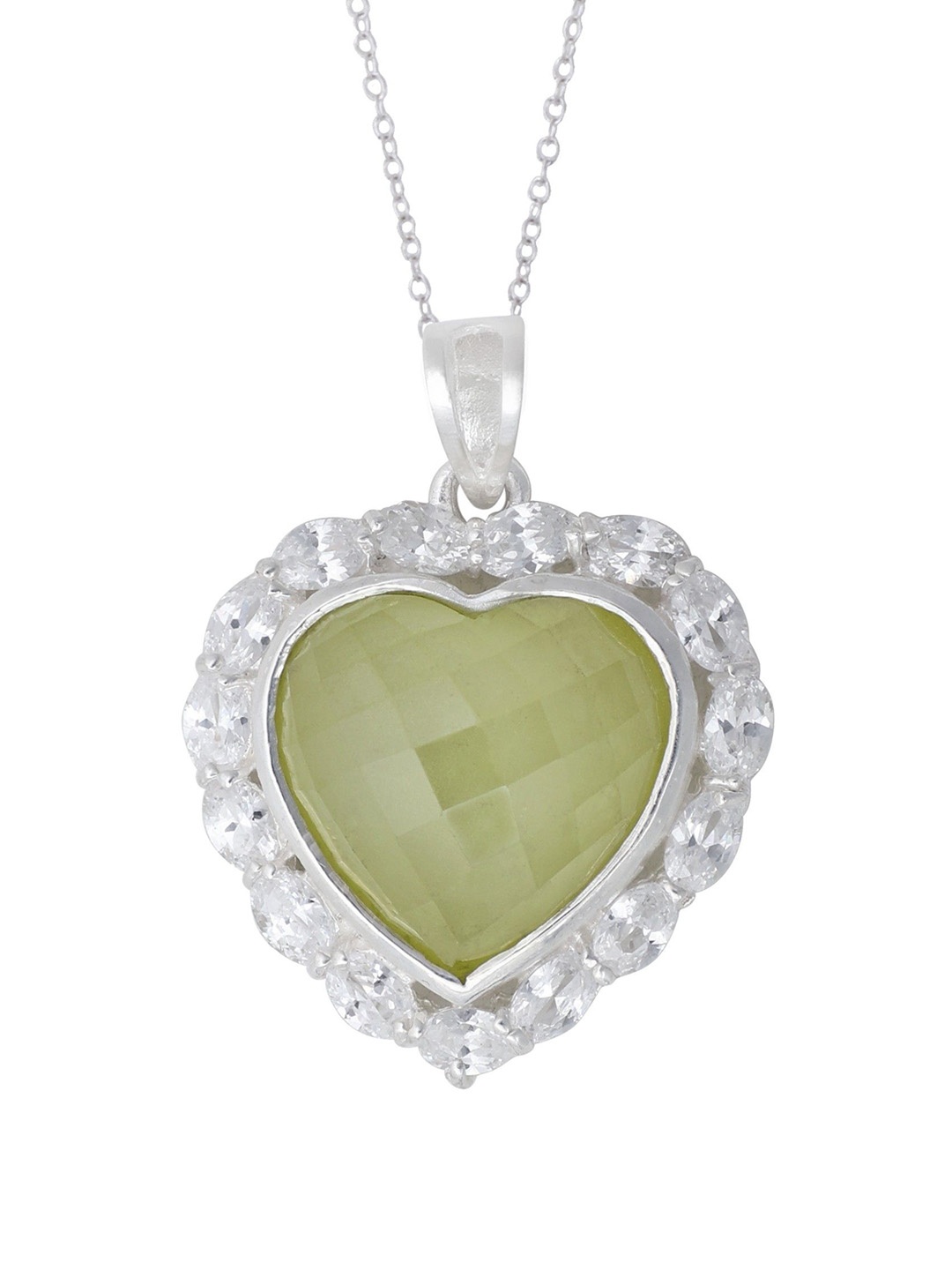 

Exotic India Cubic Zirconia Sterling Silver Heart Shaped Pendant