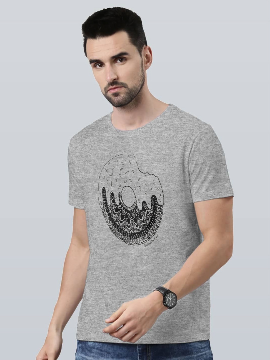 

macmerise Men Printed Pockets T-shirt, Grey