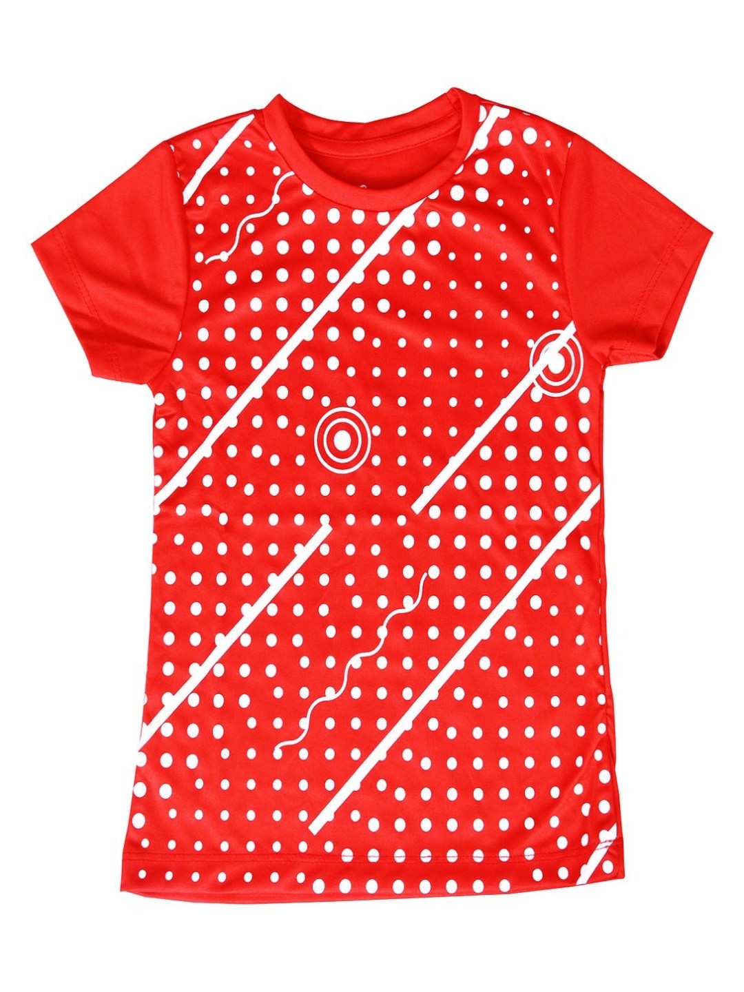 

KINSEY Girls Printed V-Neck Applique T-shirt, Red
