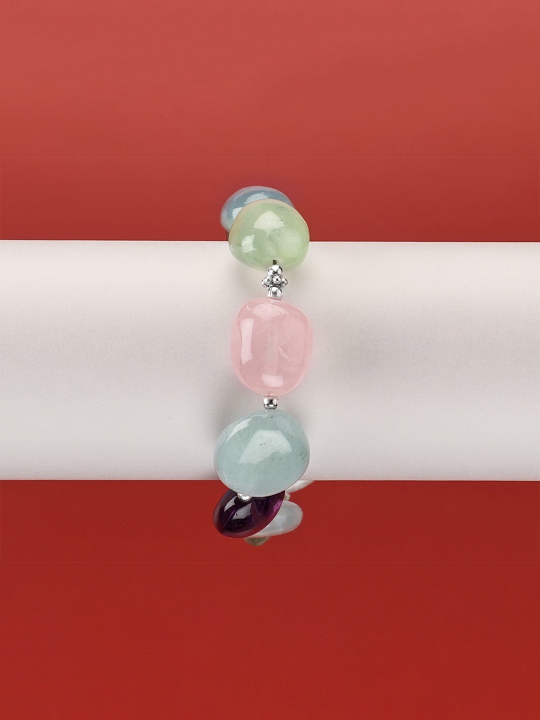 

Exotic India Multiple Gemstone Sterling Silver Stylish Bracelet
