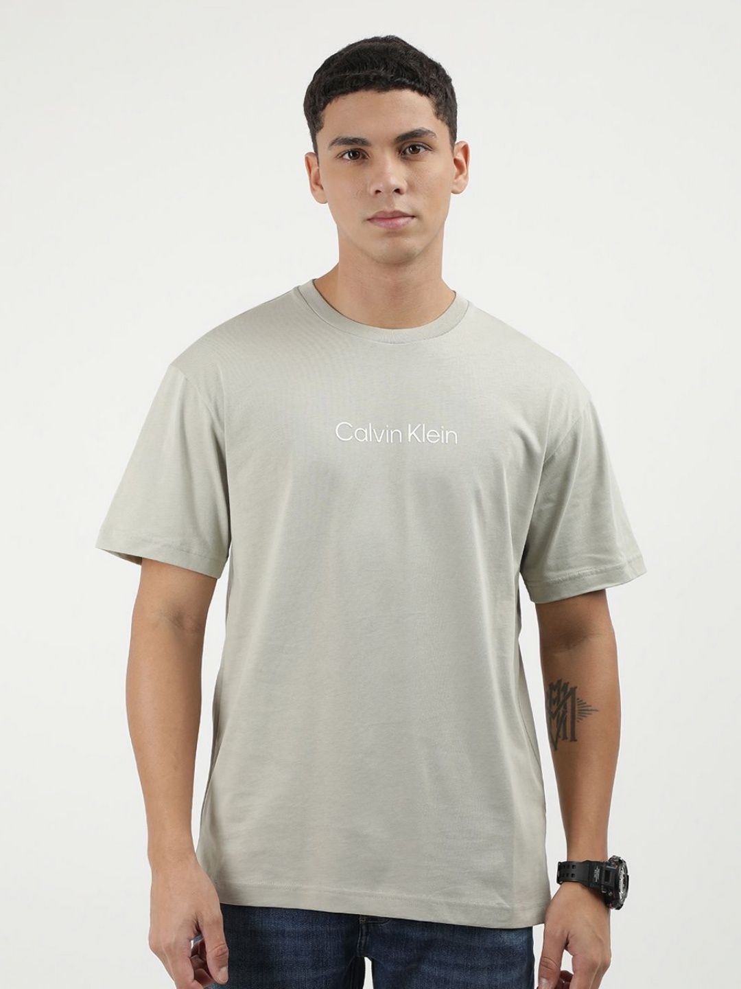 

Calvin Klein Jeans Men Typography T-shirt, Beige