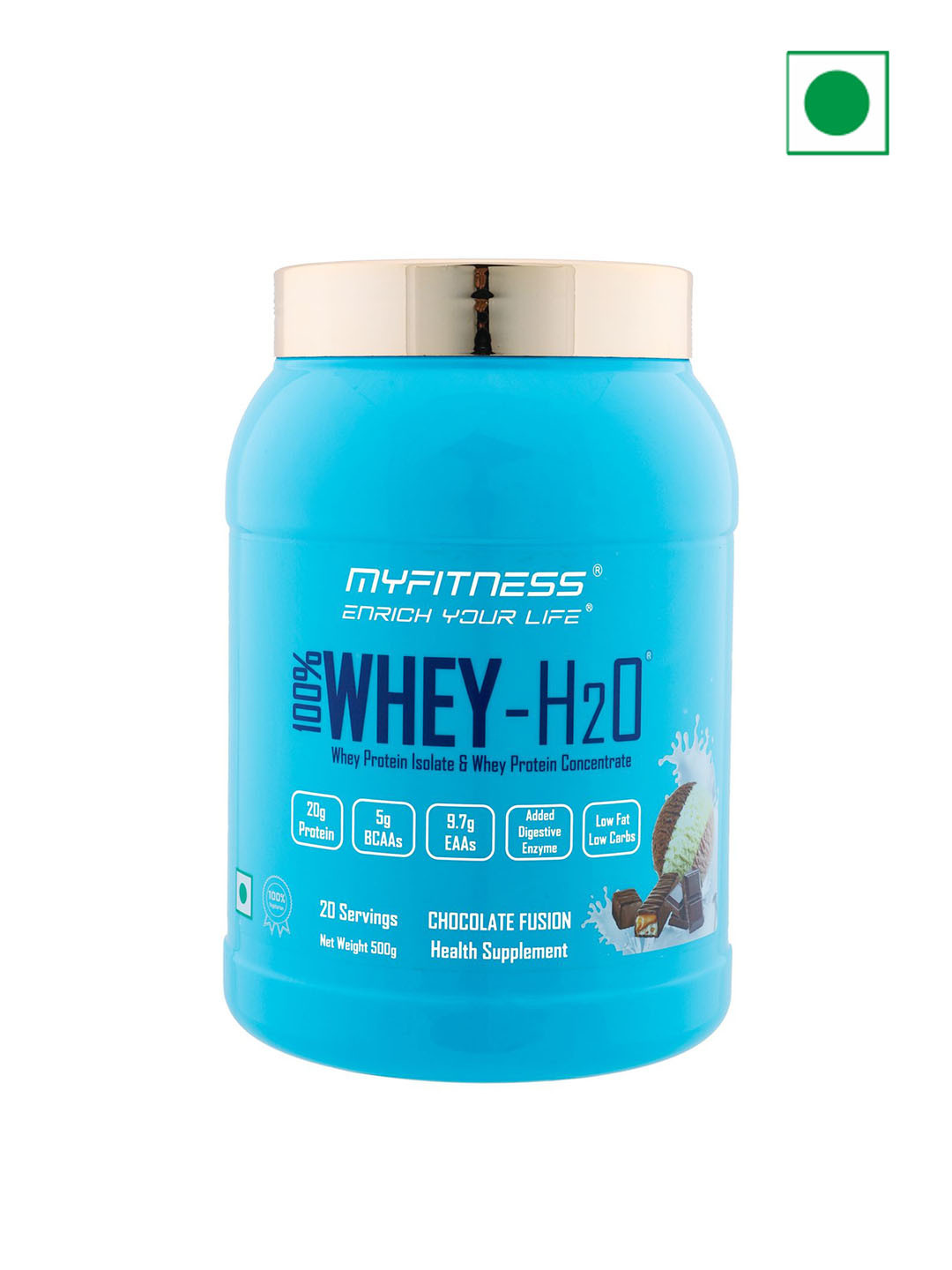 

Myfitness 100% Whey H20 Protein - Chocolate Fusion Flavour 500g, Blue