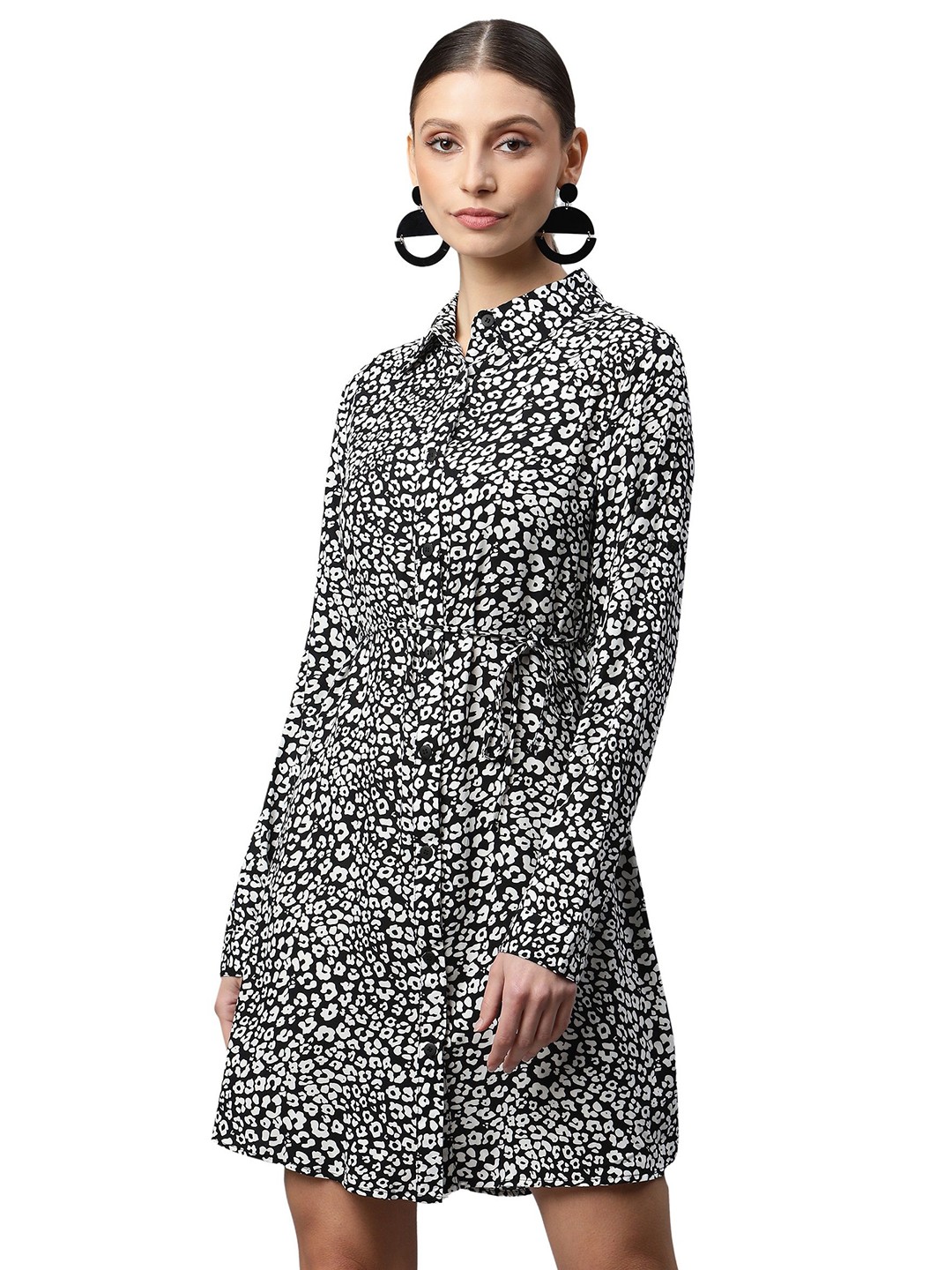 

Global Republic Printed Shirt Dress, Black