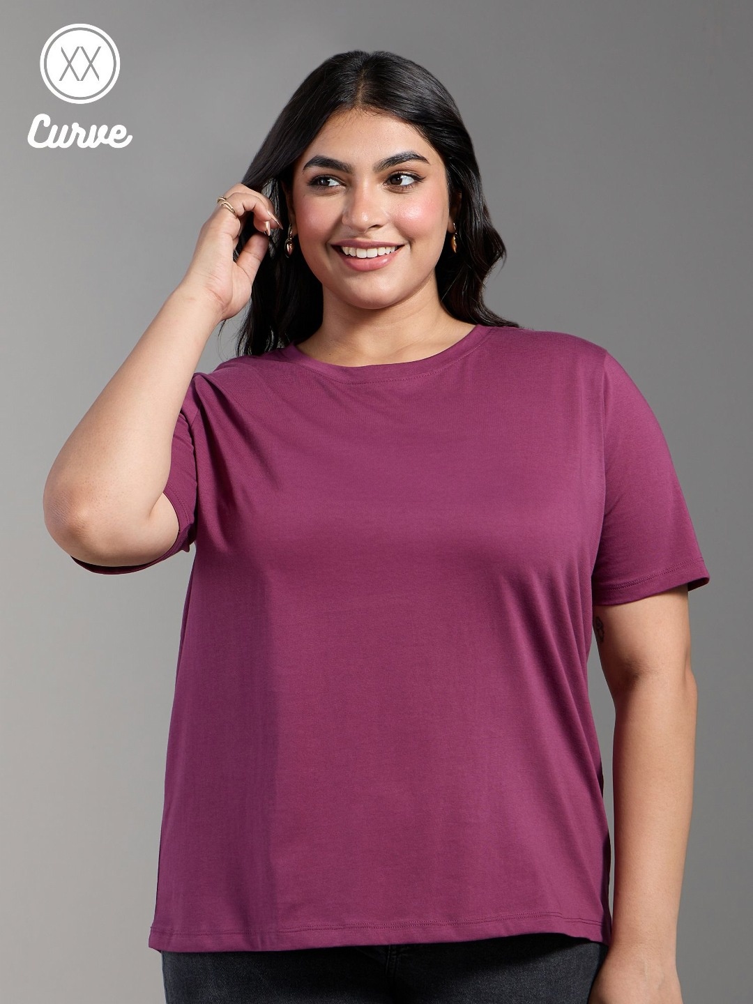 

20Dresses Women Drop-Shoulder Sleeves Applique T-shirt, Red