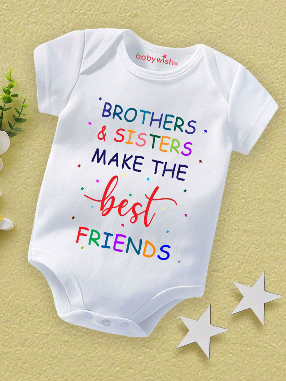 

Babywish Infants Printed Cotton Bodysuit, White