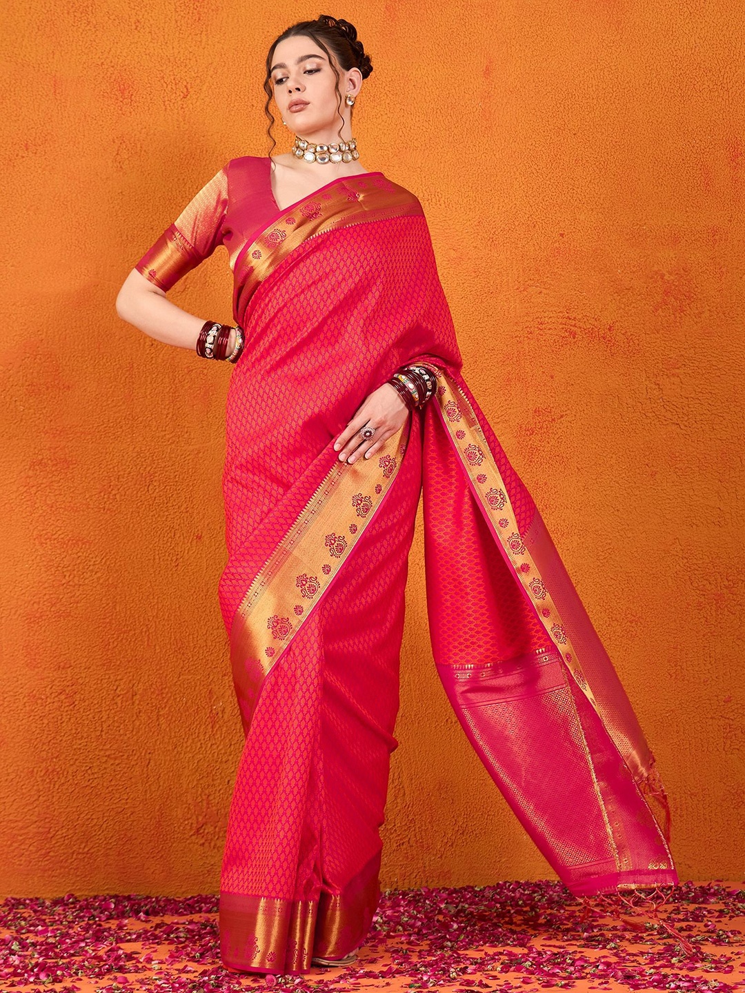 

Dori Woven Design Zari Banarasi Saree, Orange