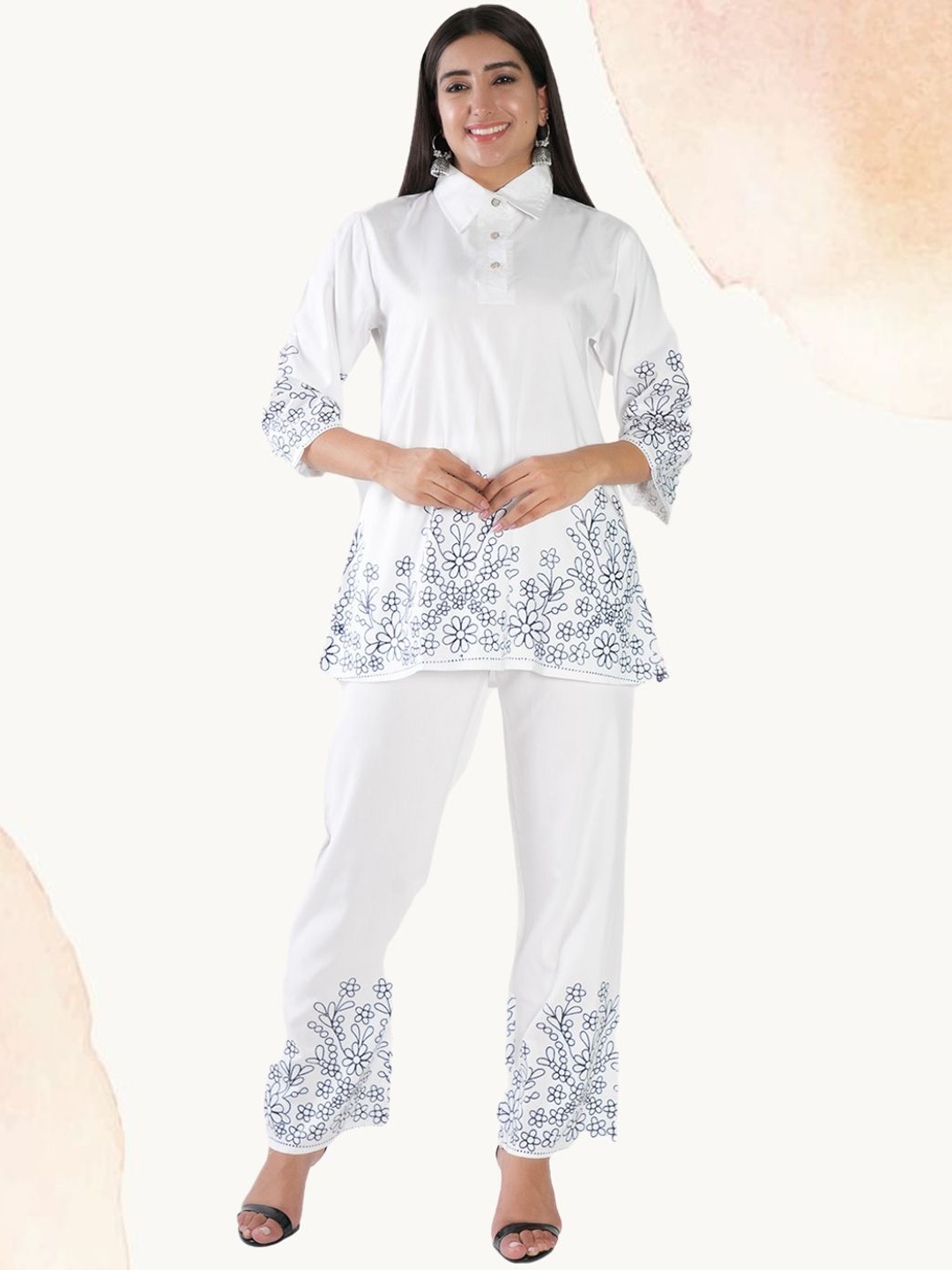 

BAESD Floral Printed Shirt & Trousers Co-Ords Set, Blue