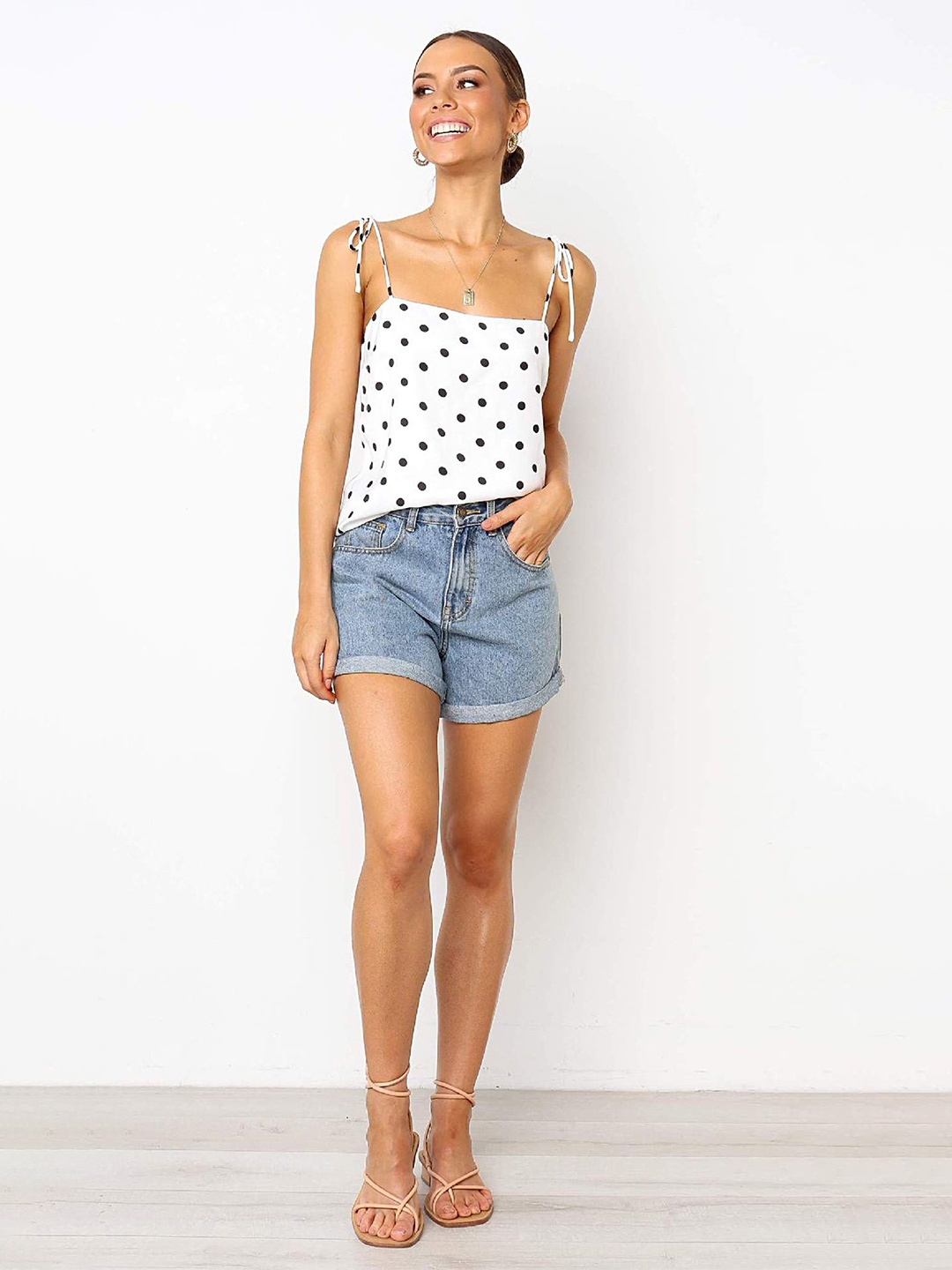 

LULU & SKY Polka Dot Print Top, White