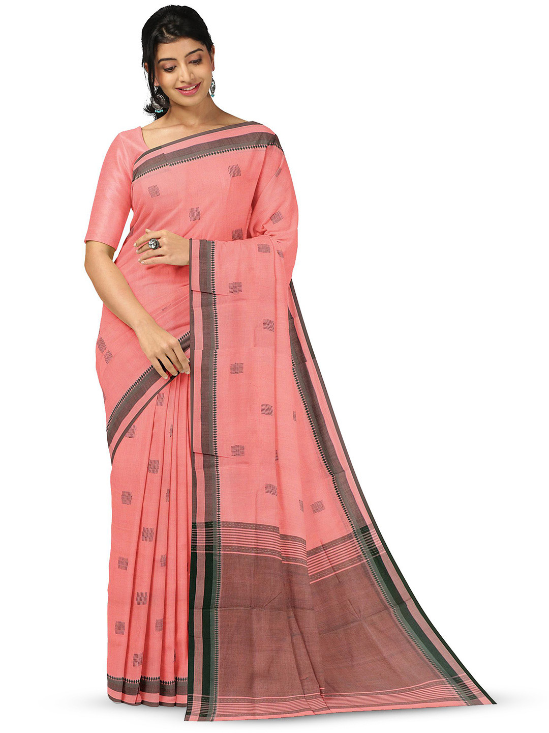 

APCO Woven Design Pure Cotton Saree, Peach