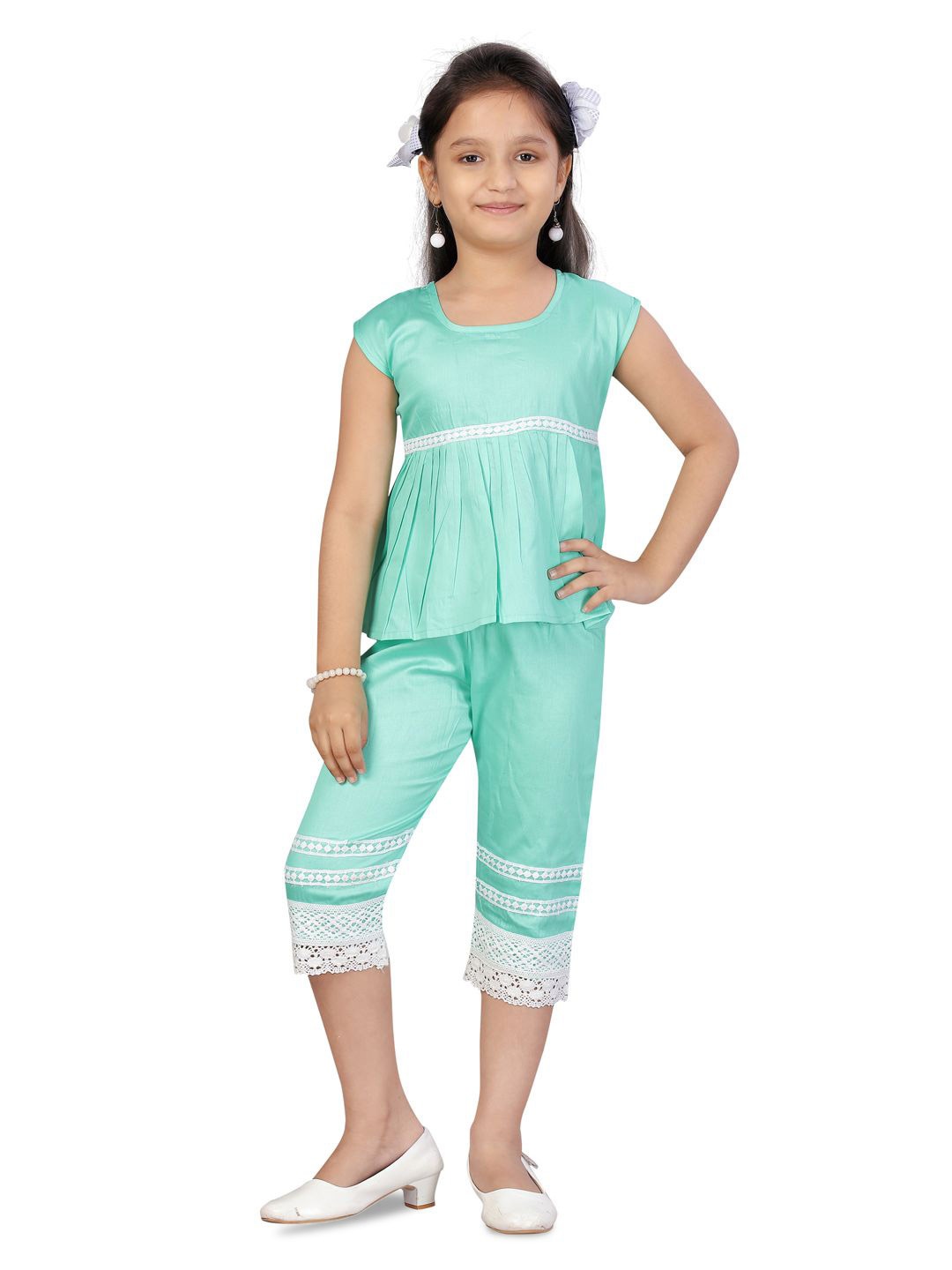 

BAESD Girls Pure Cotton Top with Capris, Green