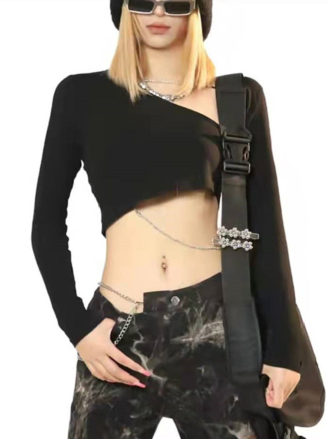 

LULU & SKY Cotton Crop Top, Black