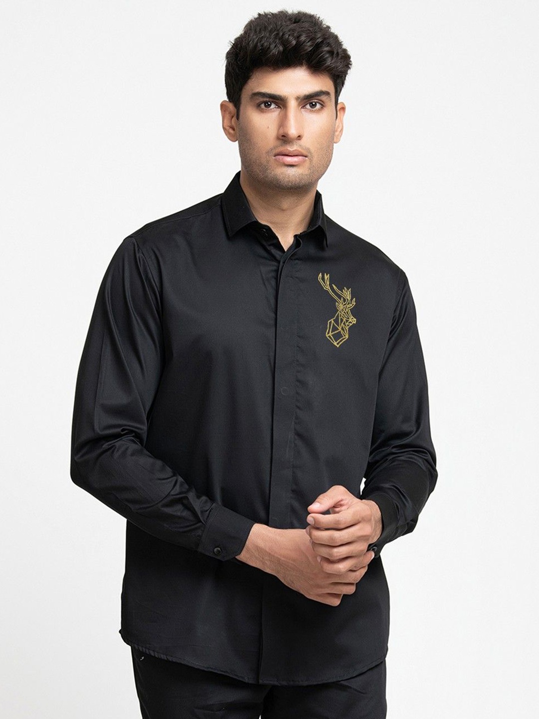 

HILO DESIGN Men Original Opaque Party Shirt, Black
