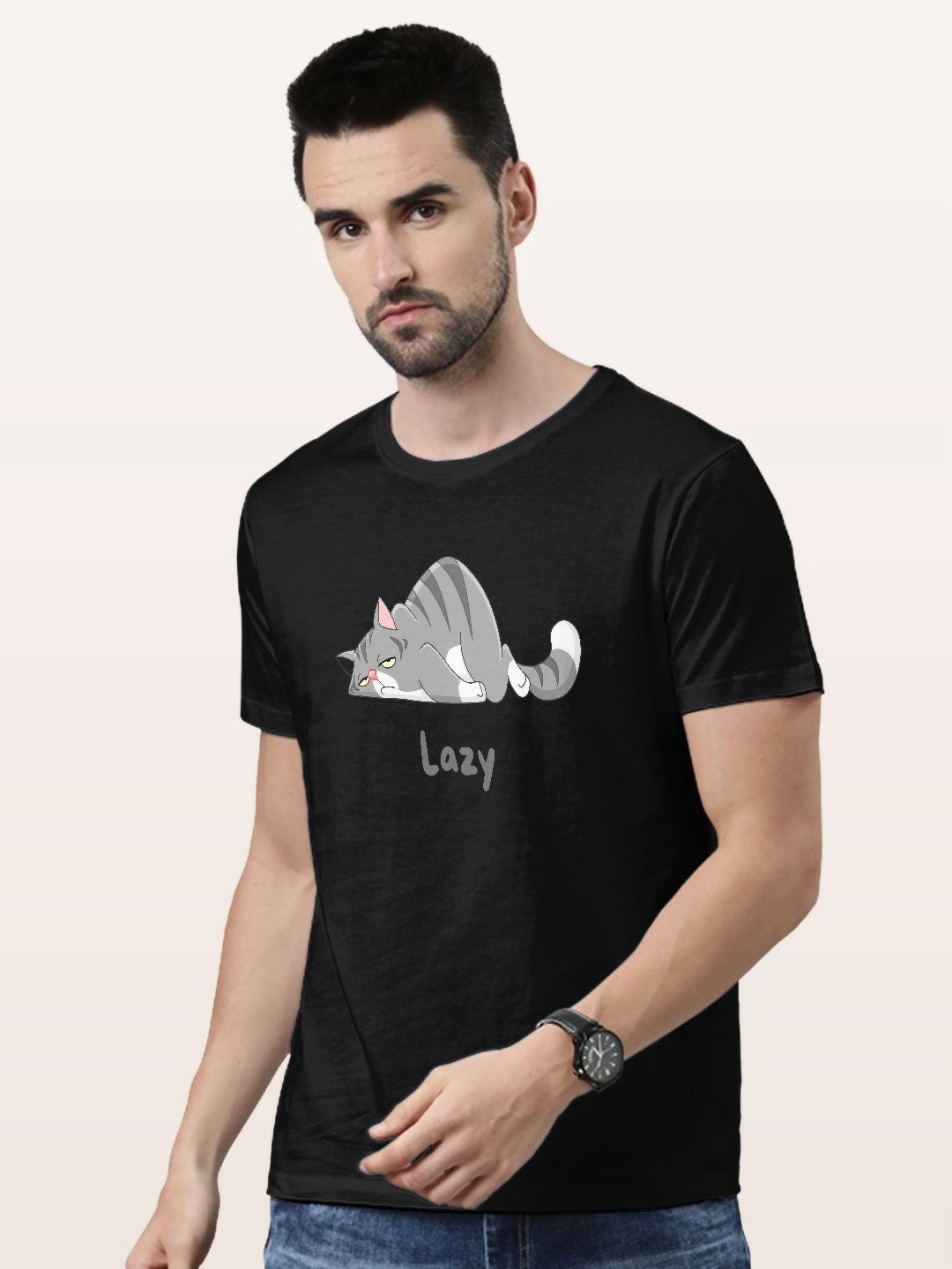 

macmerise Men Printed Applique T-shirt, Black