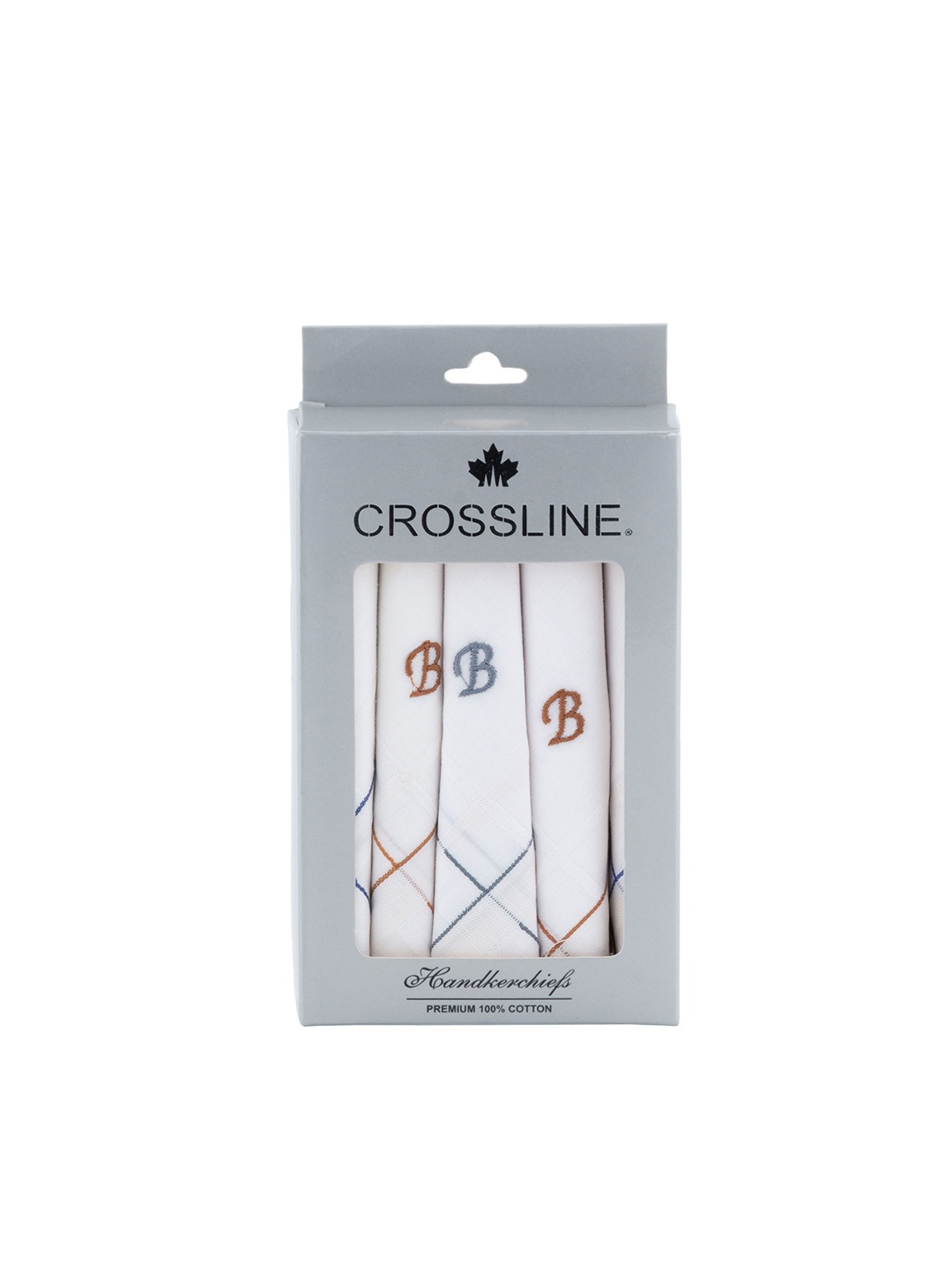 

CROSSLINE Pack of 5 Cotton Embroidered Handkerchiefs, White